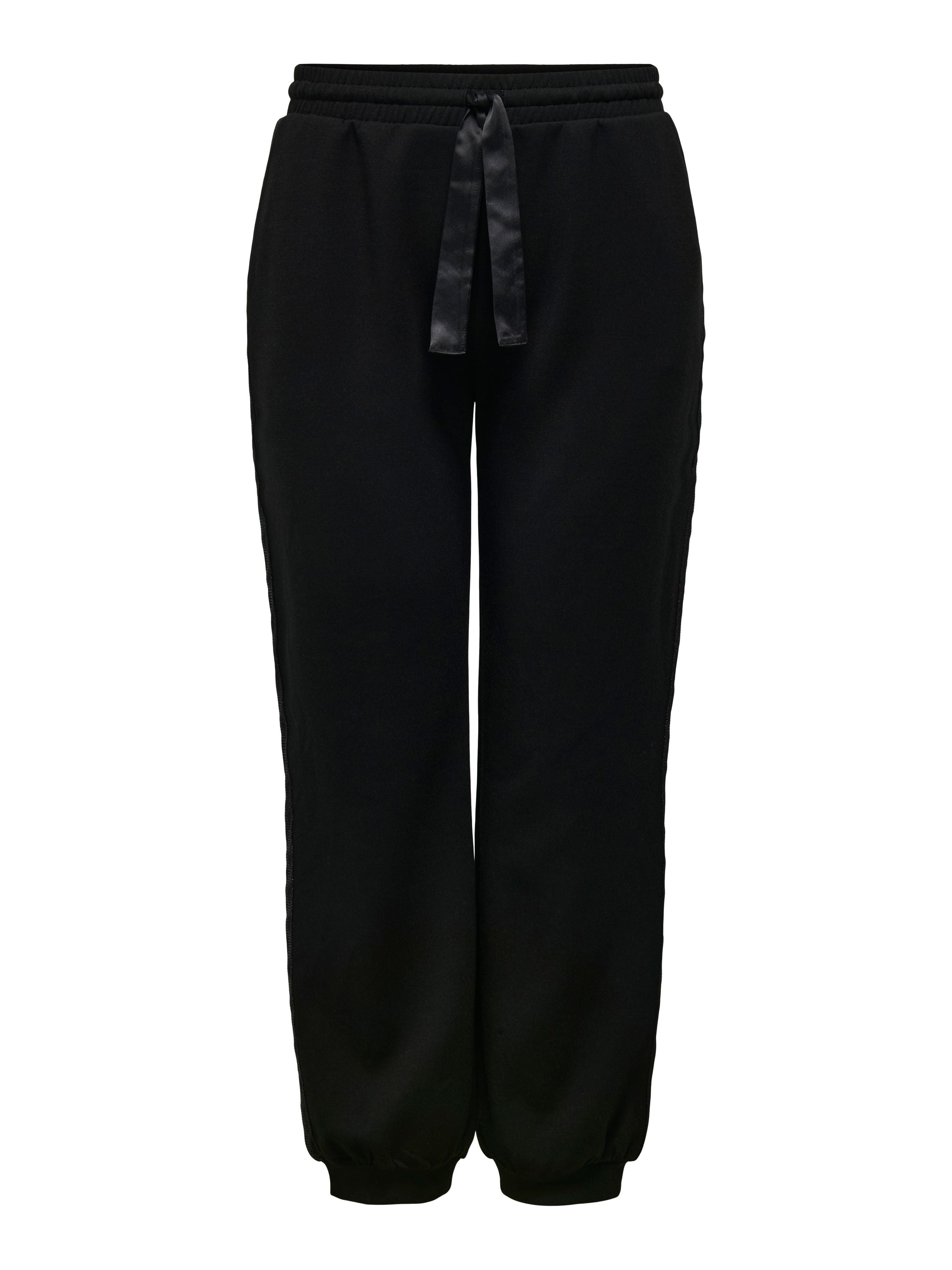 Lurex tape + Sateen stri - Schwarz