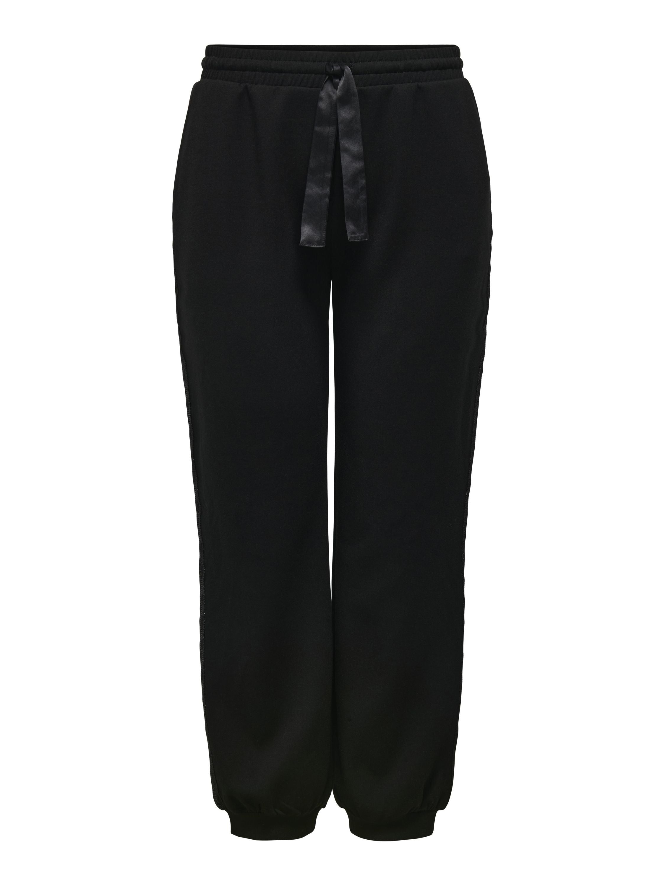 Lurex tape + Sateen stri - Schwarz