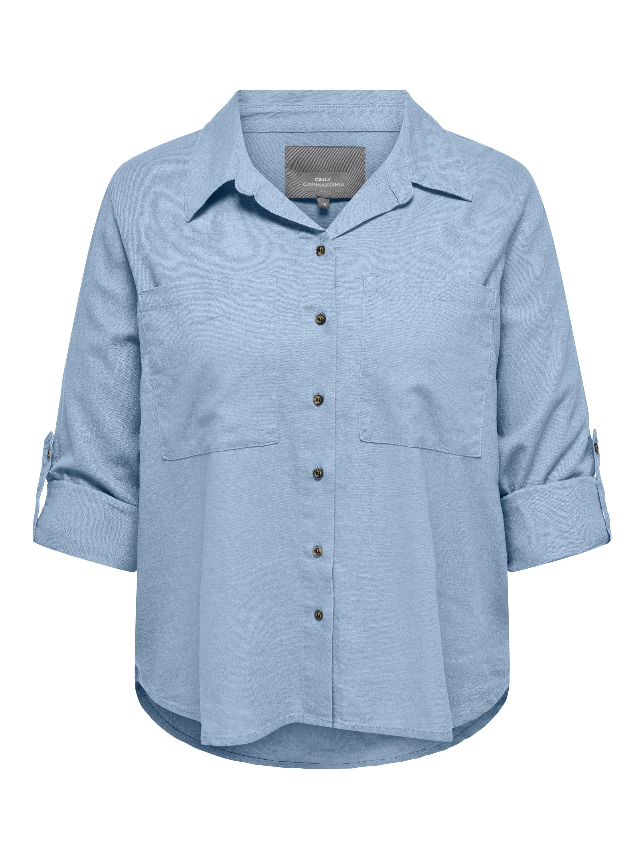Bluse aus Leinenmix - Cashmere Blue - Blau
