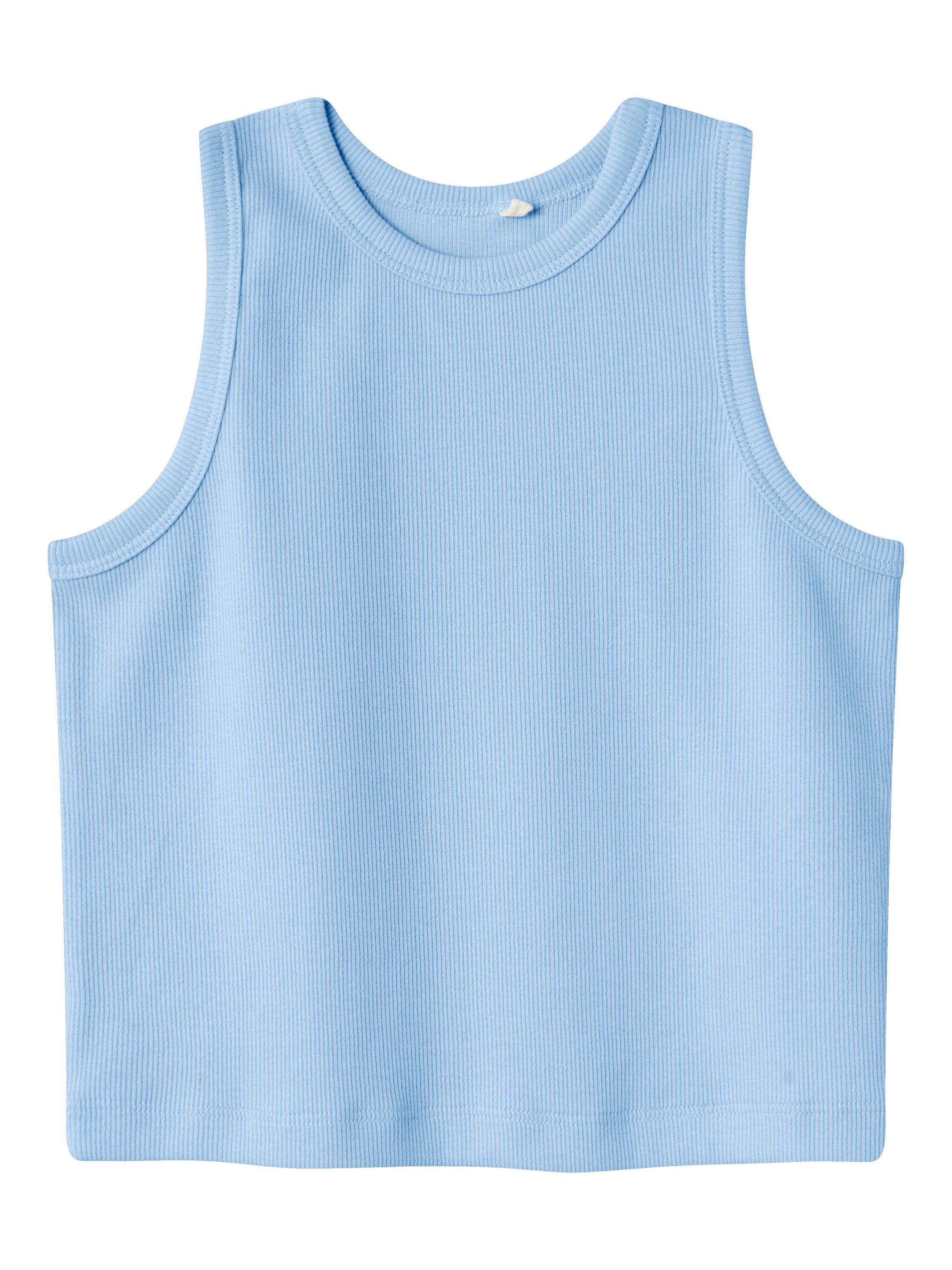 Top aus gerippter Baumwolle - Serenity - Blau