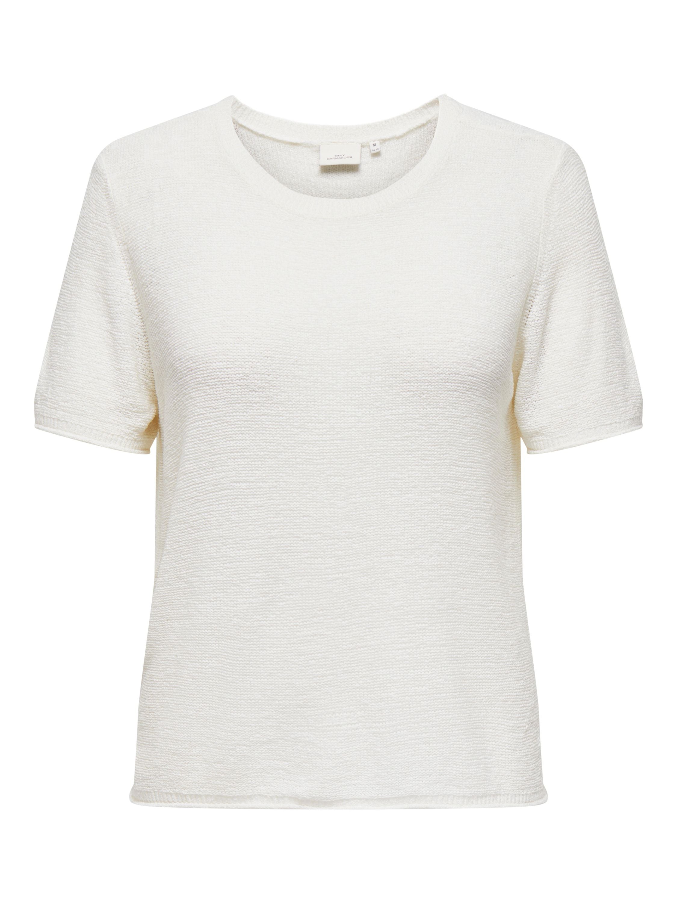 Strick-T-Shirt mit Rundhalsausschnitt - Cloud Dancer - Weiß