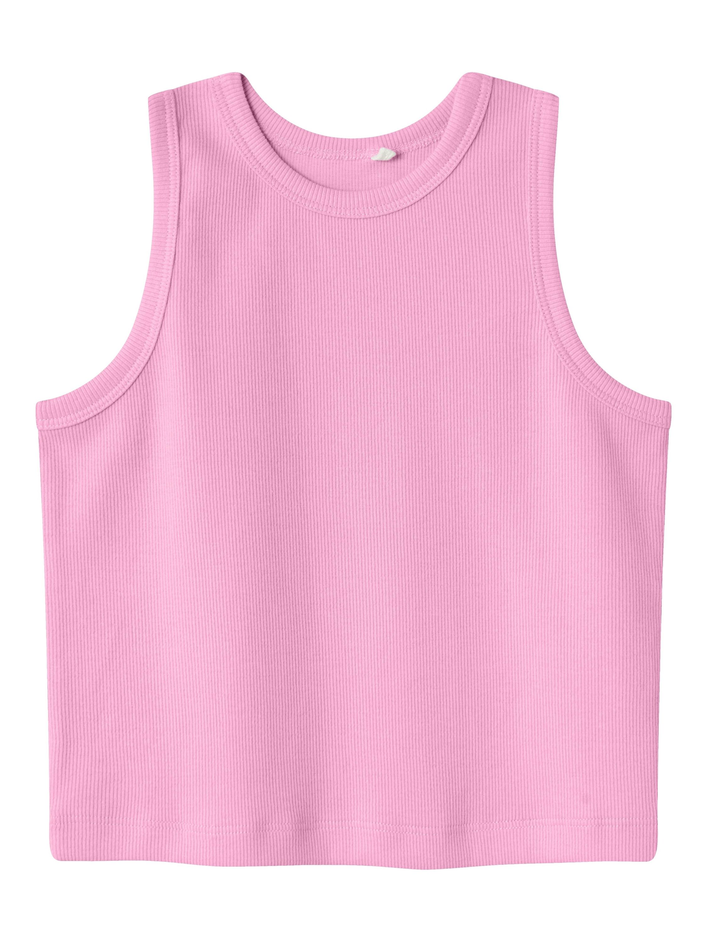 Top aus gerippter Baumwolle - Pink Frosting - Pink