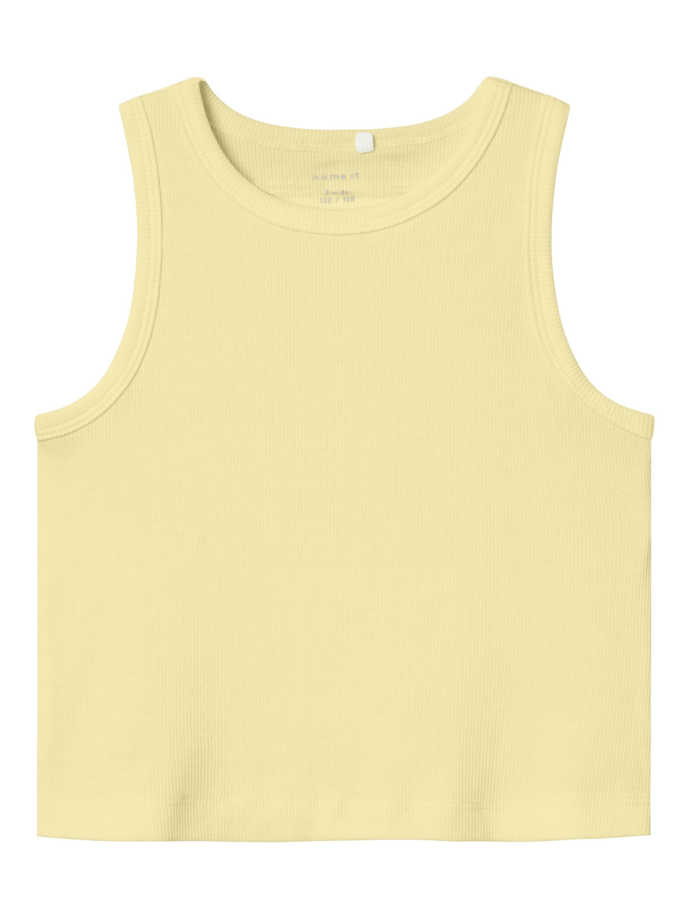 Top aus gerippter Baumwolle - Pastel Yellow - Gelb