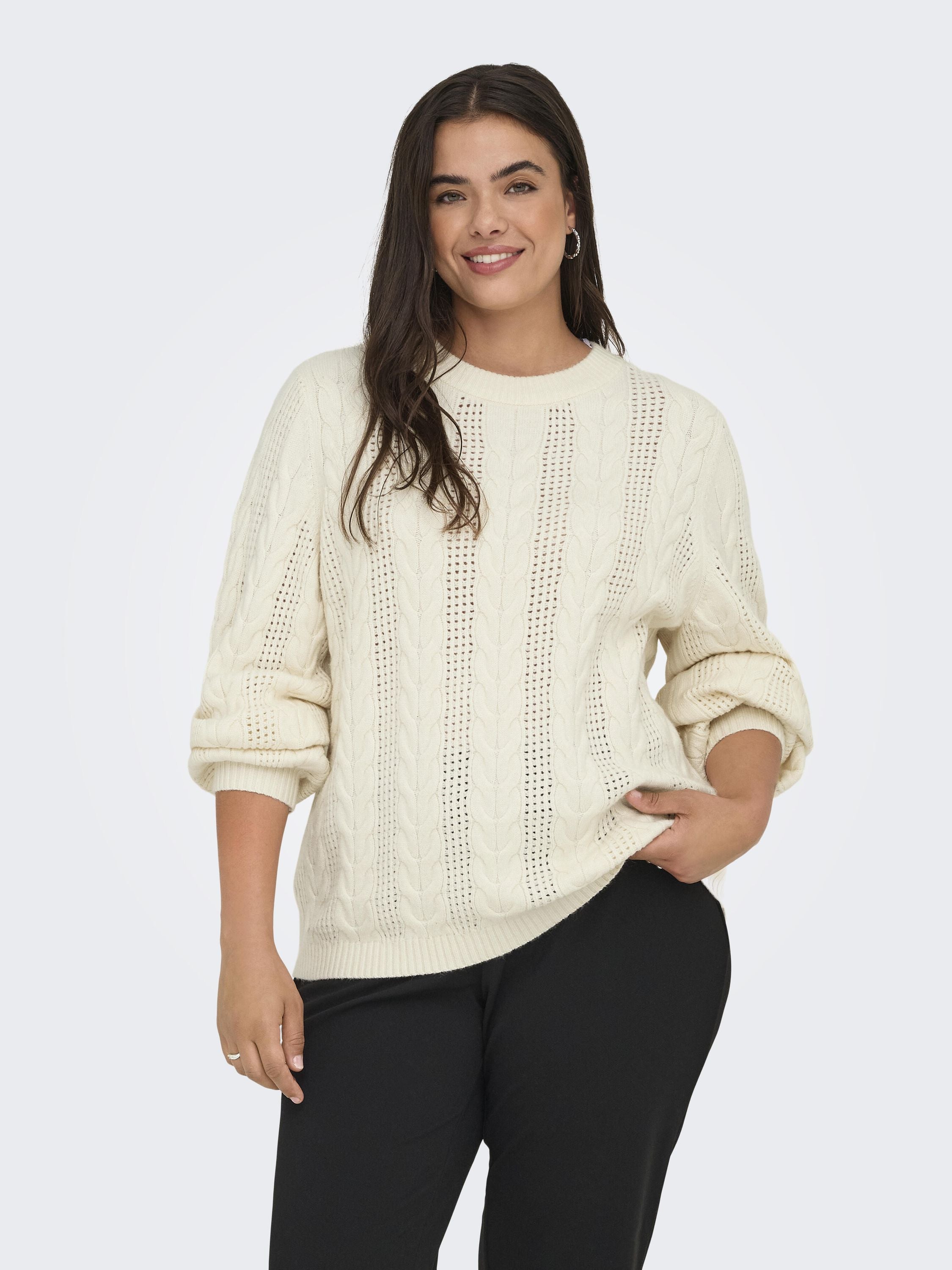 Strickpullover RUBINA aus Viskosemix - Whitecap Gray - Creme