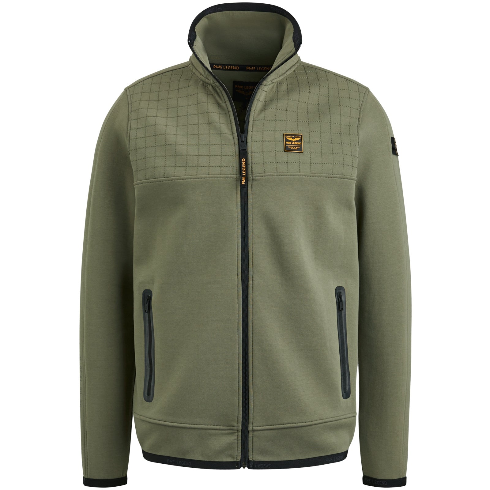 Sweatjacke mit Stehkragen - 6149-Deep Lichen Green - Khaki