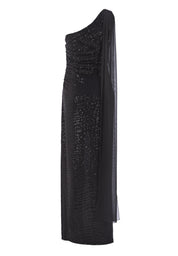 Abendkleid Maxi mit Chiffon Schal - 100 - Schwarz