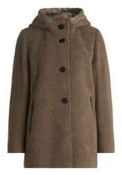 Wolljacke mit Kapuze - 7714-Taupe Melange - Braun
