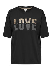 T-Shirt aus Bio-Baumwolle - Black/LOVE - Schwarz