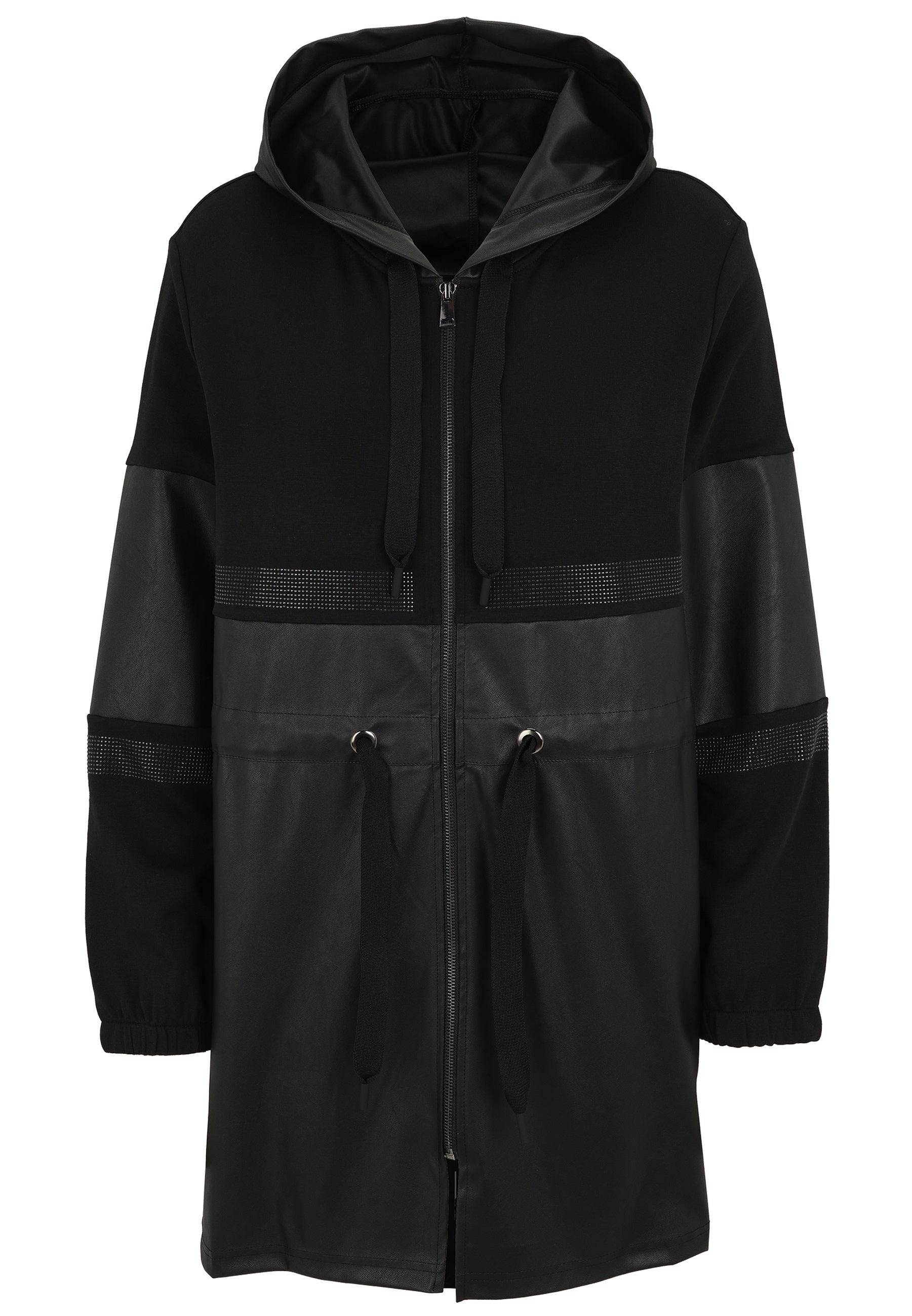 Sweatjacke Long Fit - 99-Schwarz - Schwarz