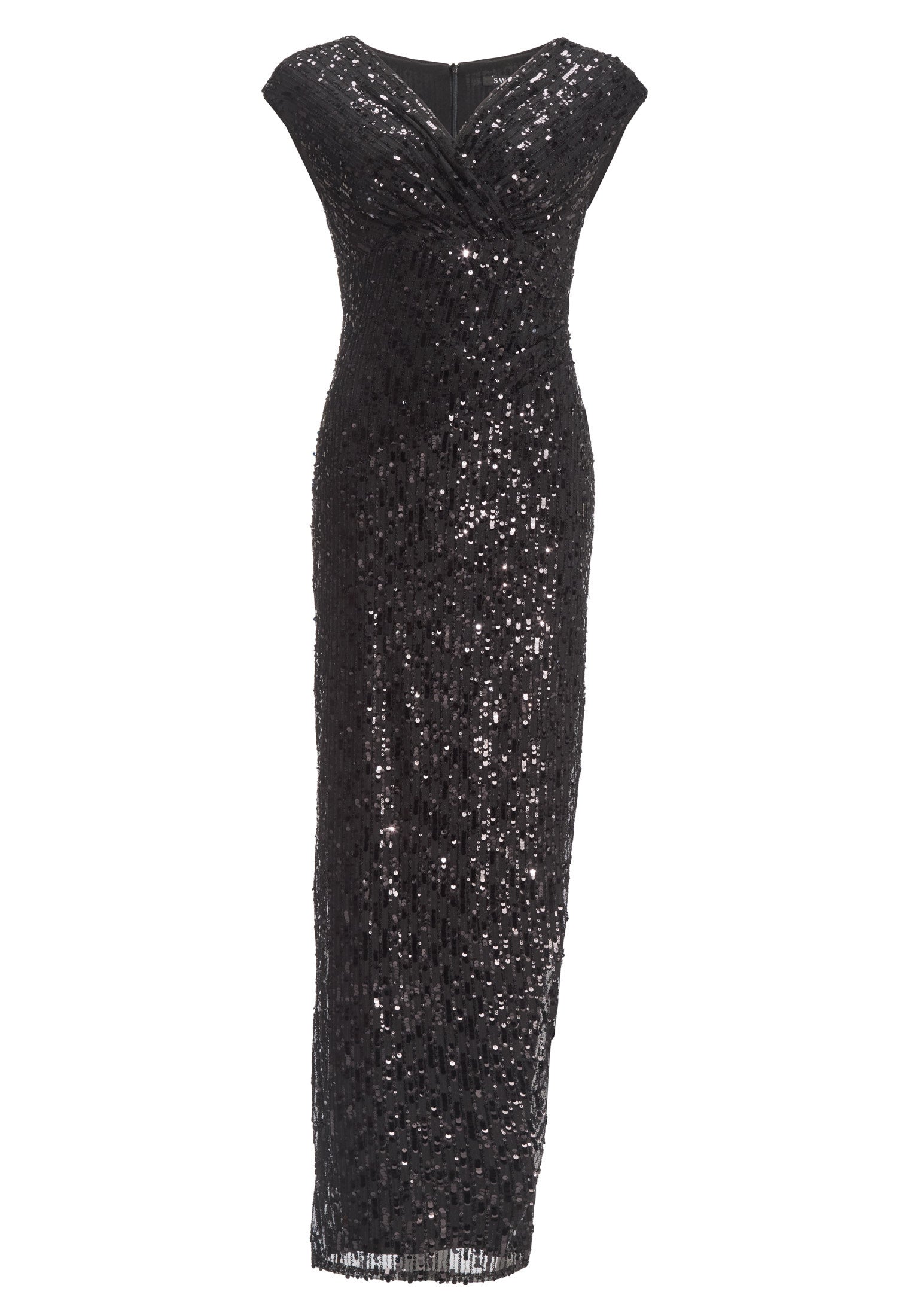 Abendkleid Maxi im Wickelschnitt - 100 - Schwarz