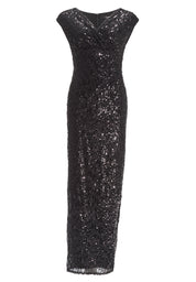 Abendkleid Maxi im Wickelschnitt - 100 - Schwarz