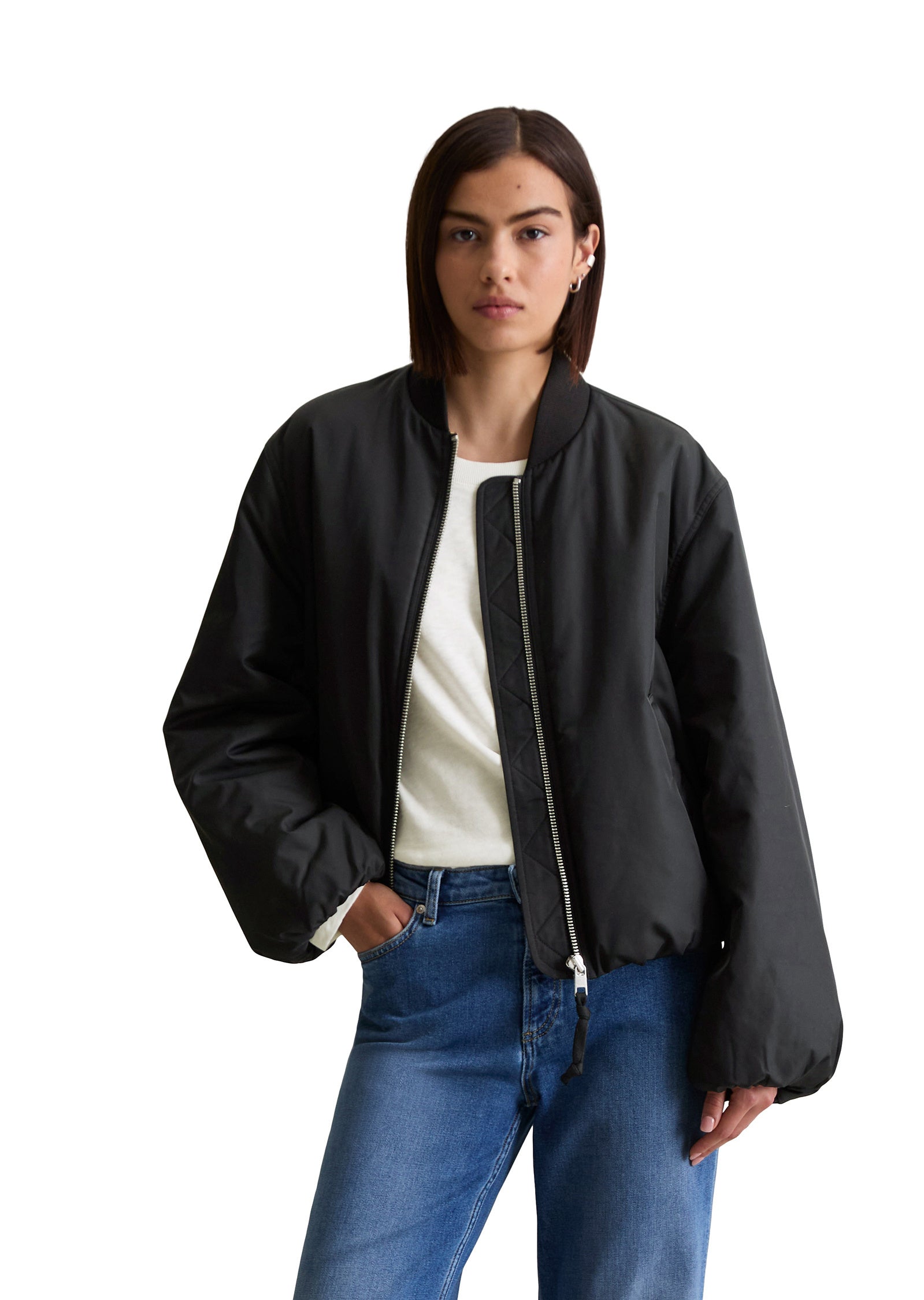 Bomberjacke Relaxed Fit - 0001-Black - Schwarz
