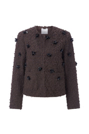 Jacke mit 3D-Blumen - 285-dark chocolate - Braun