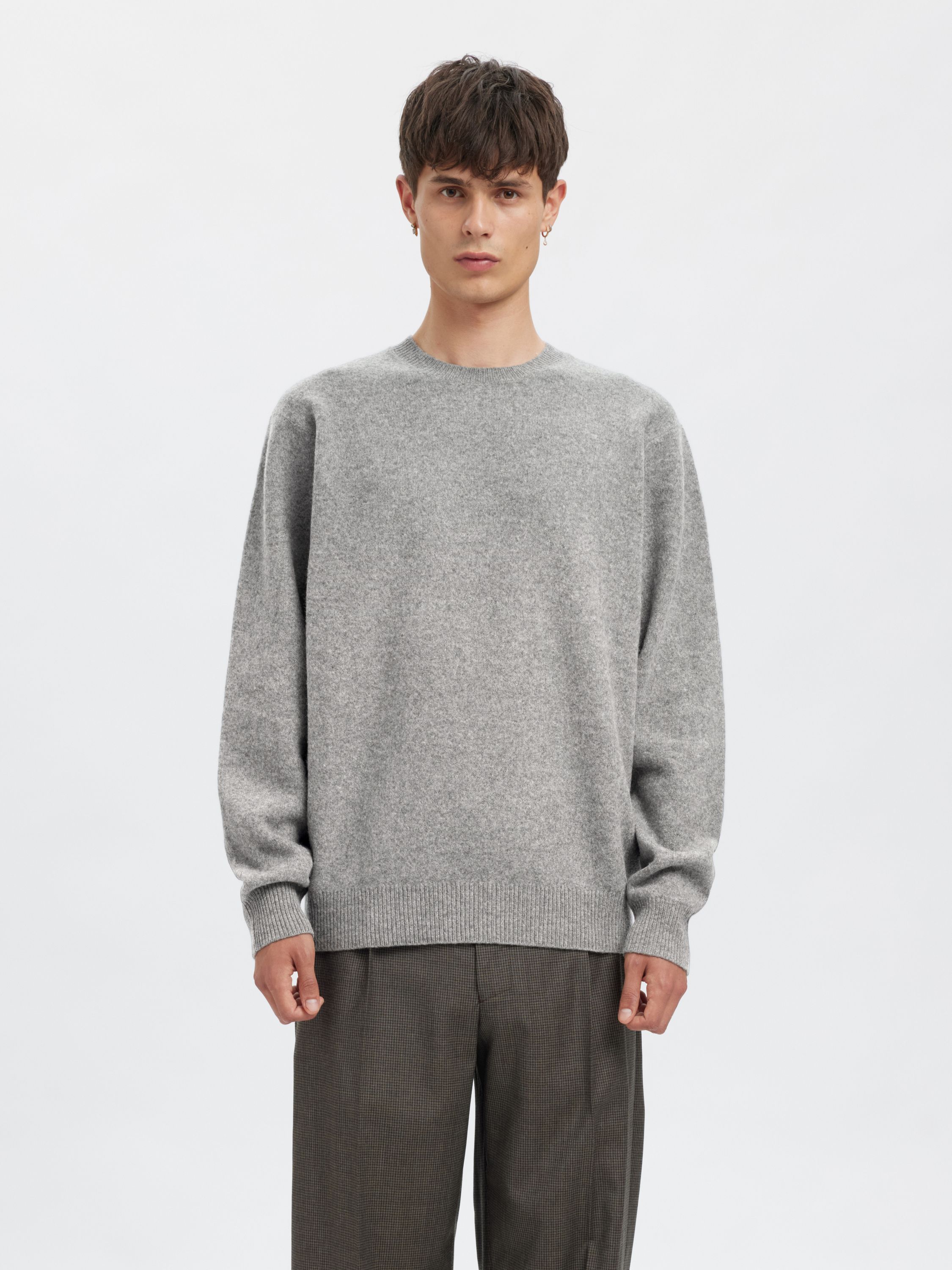 Strickpullover aus Meriniowolle - Medium Grey Melange - Grau