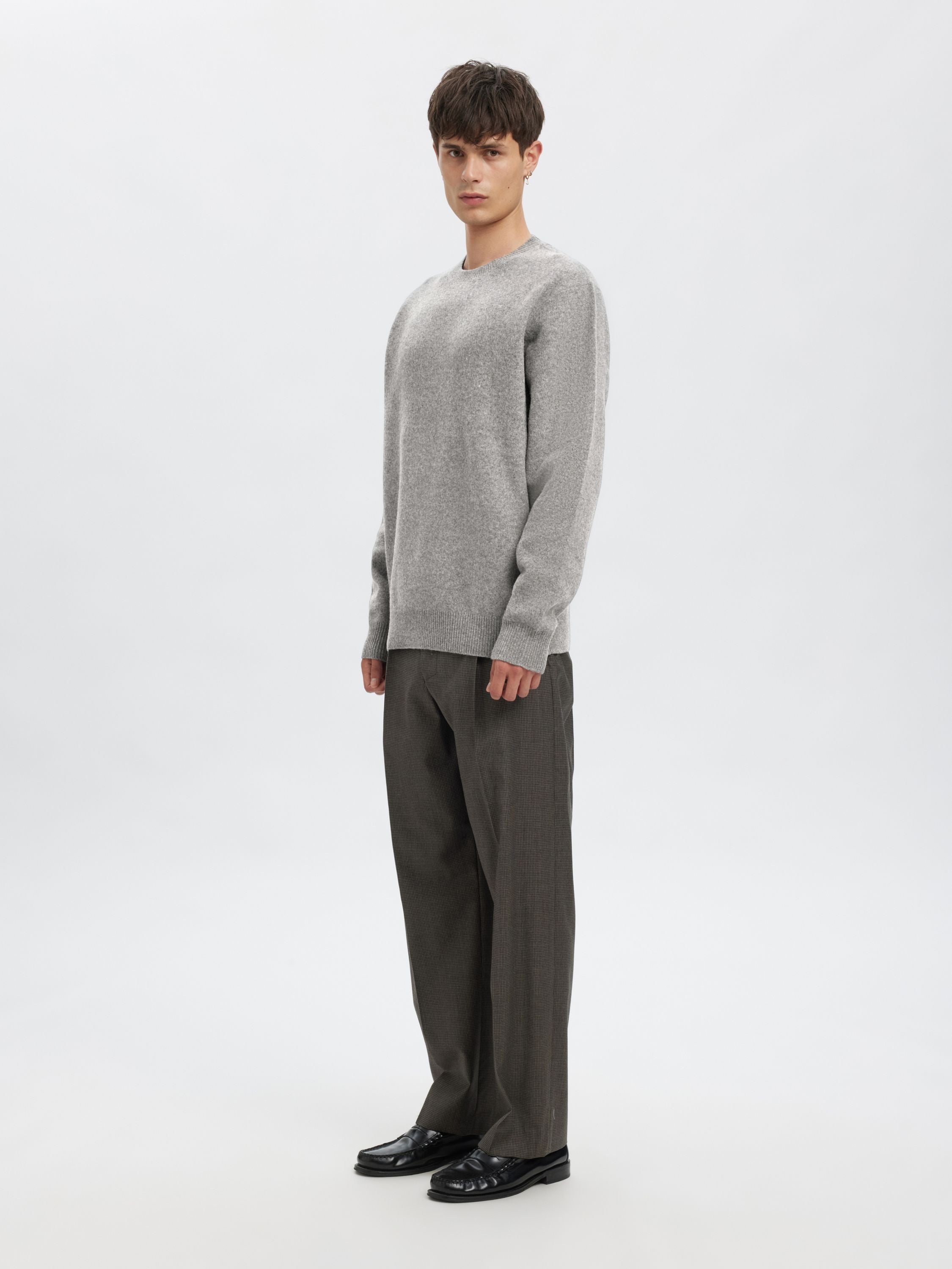 Strickpullover aus Meriniowolle - Medium Grey Melange - Grau