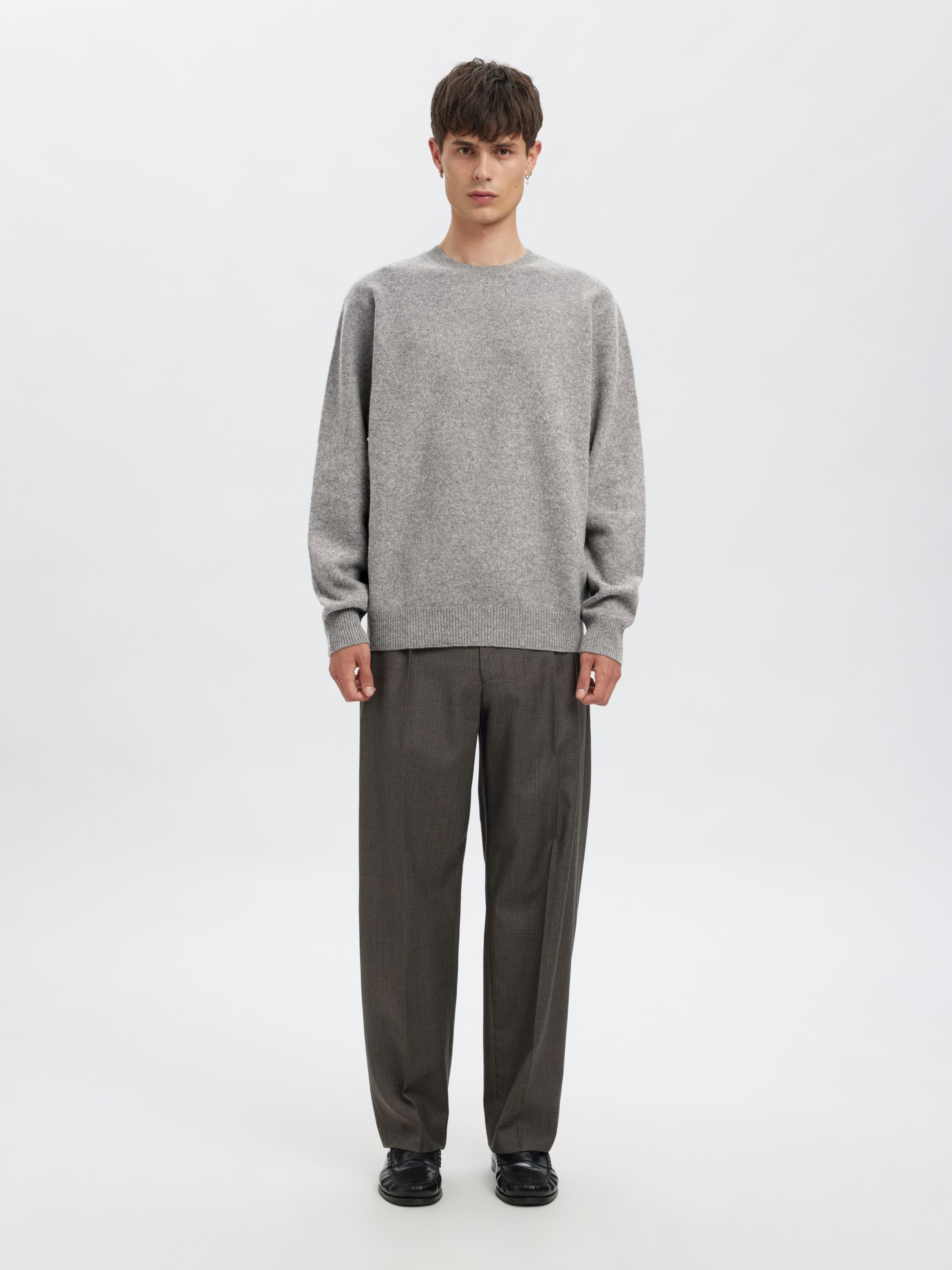 Strickpullover aus Meriniowolle - Medium Grey Melange - Grau