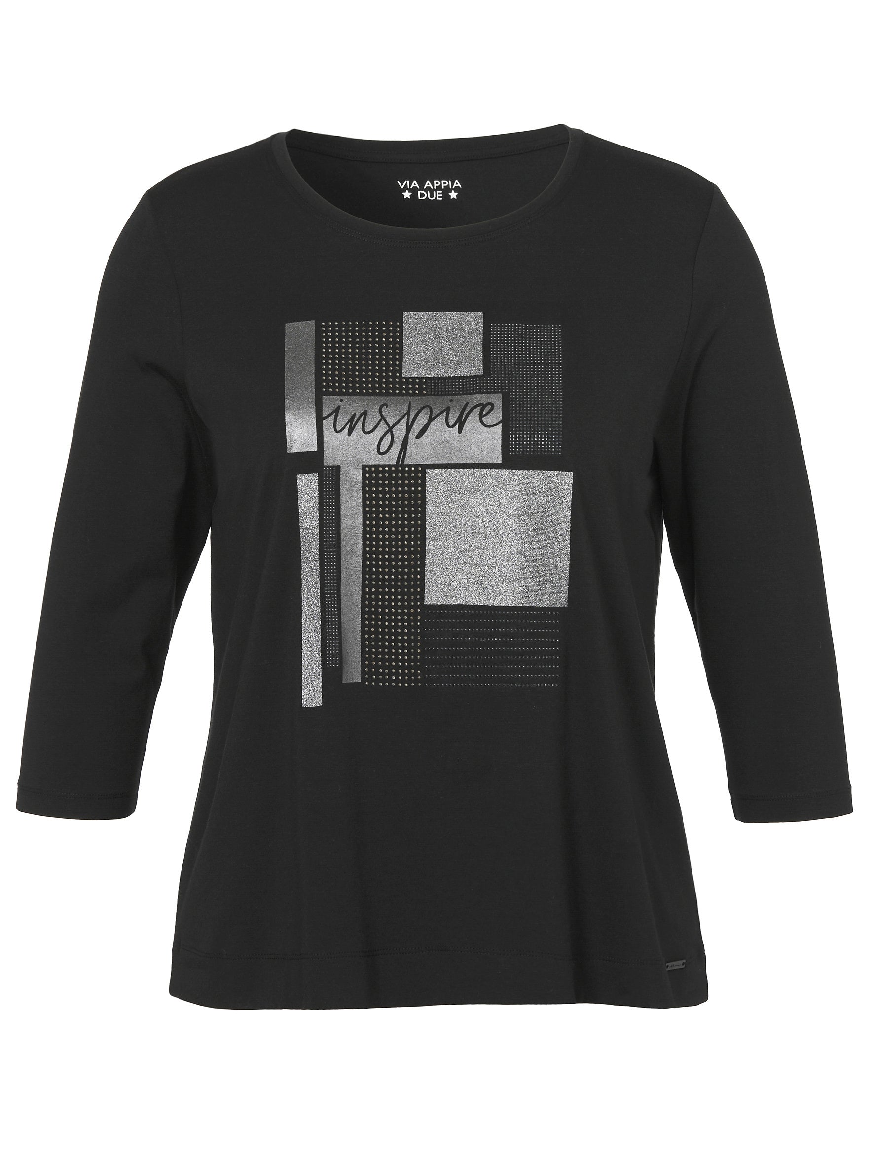 Langarmshirt aus Baumwollmix - 100-schwarz - Schwarz