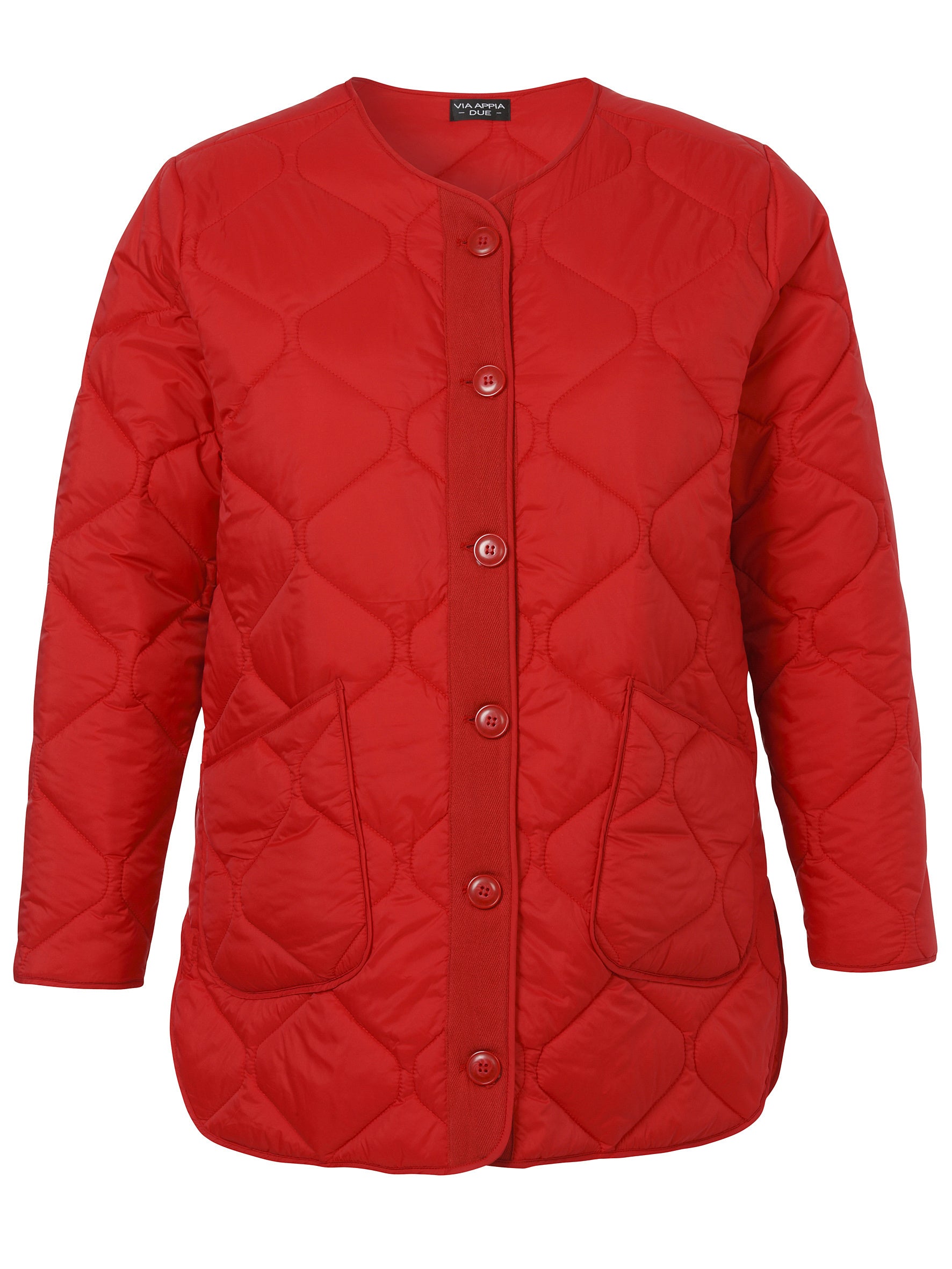 Steppjacke mit Rundhalsausschnitt - 350-rot - Rot