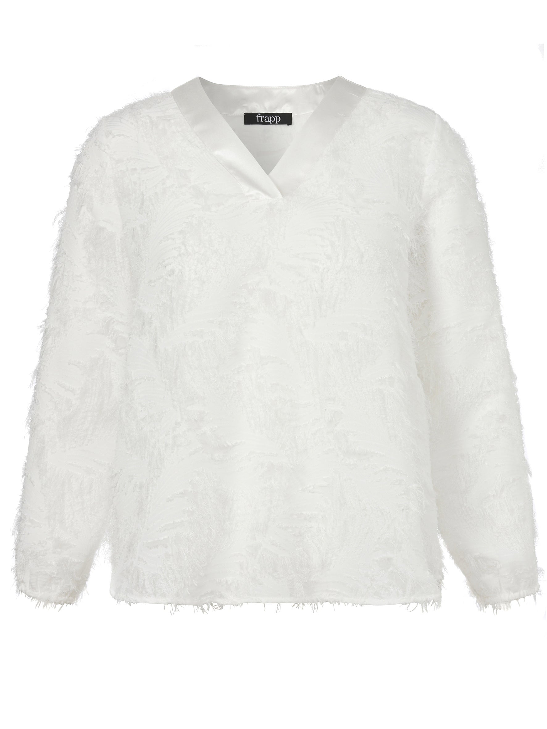 Schlupfbluse mit V-Ausschnitt - 954-offwhite - Weiß