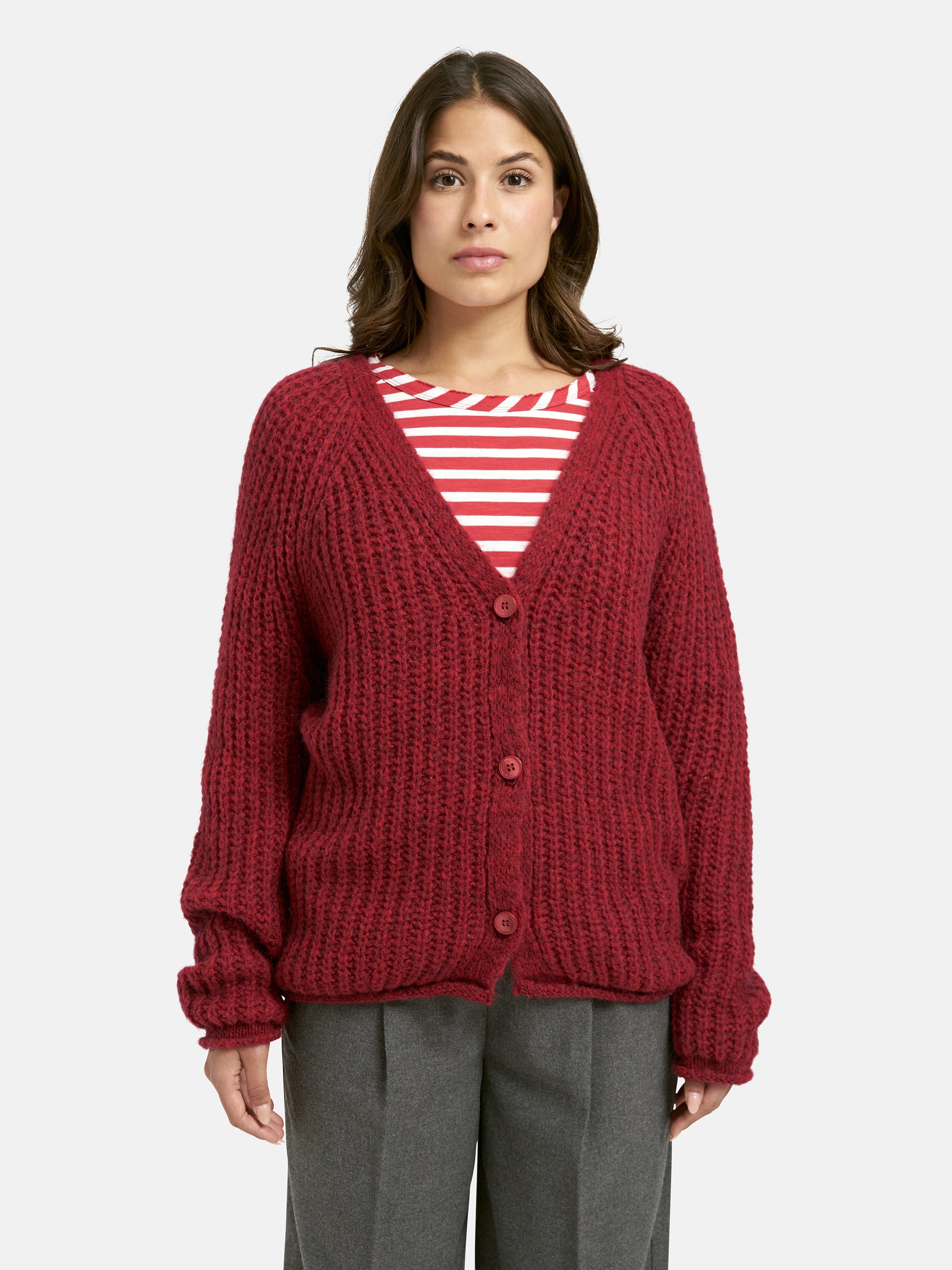 Strickjacke aus Wollmix - 411 - Rot