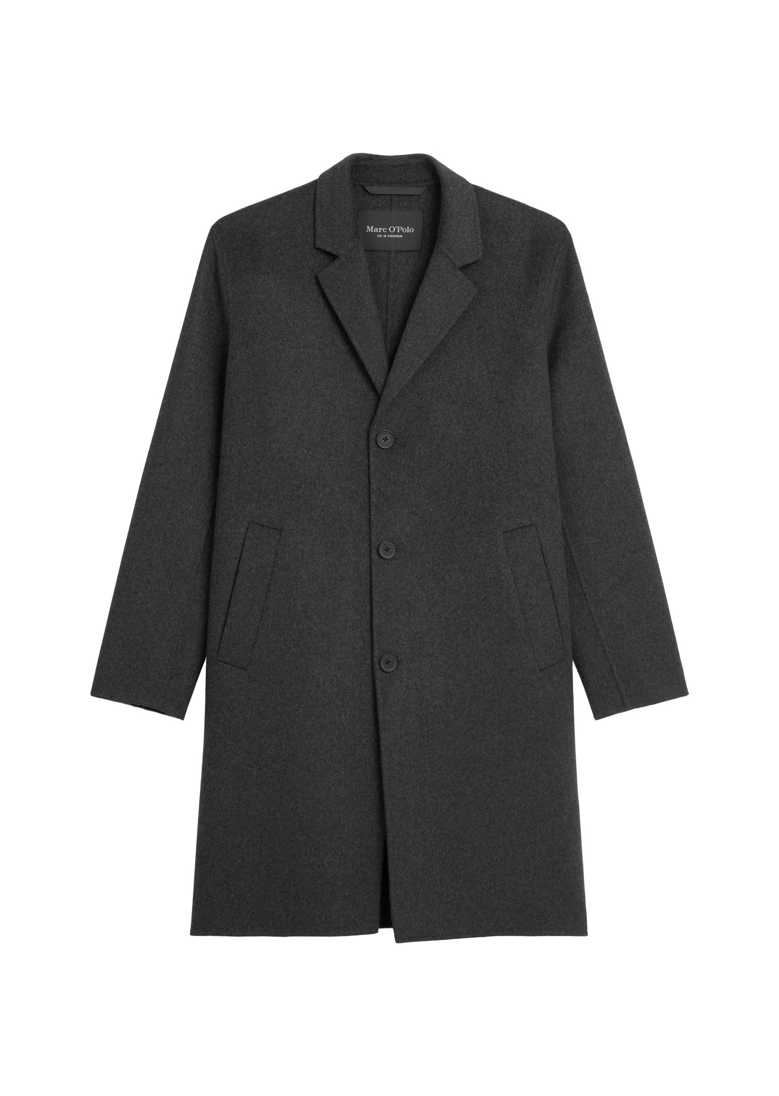 Wollmantel mit Reversekragen - 989-dark grey melange - Grau