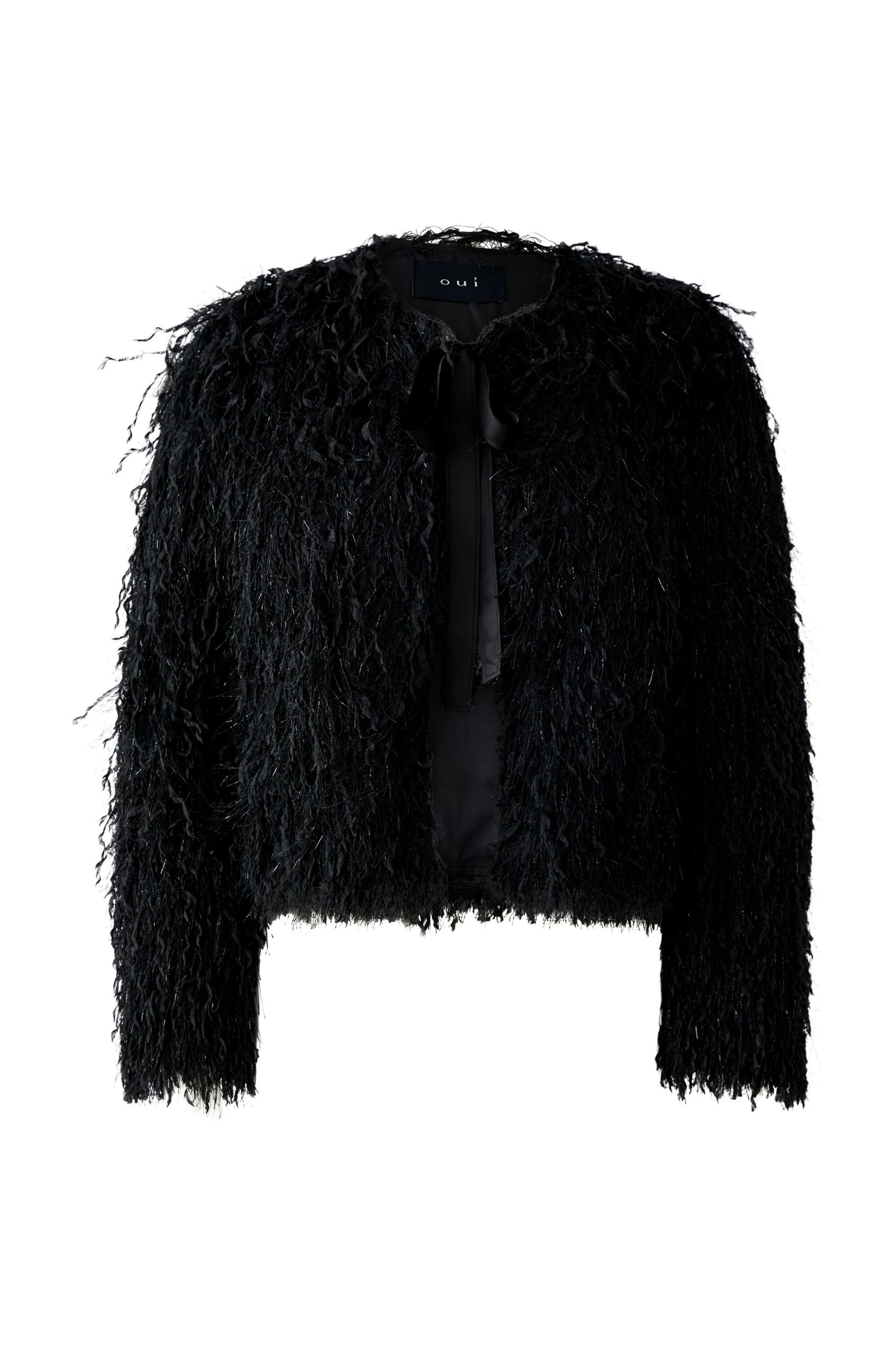 Jacke in Felloptik - 9990-black - Schwarz