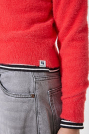 Strickpullover mit Kapuze - 3016-chili red - Rot