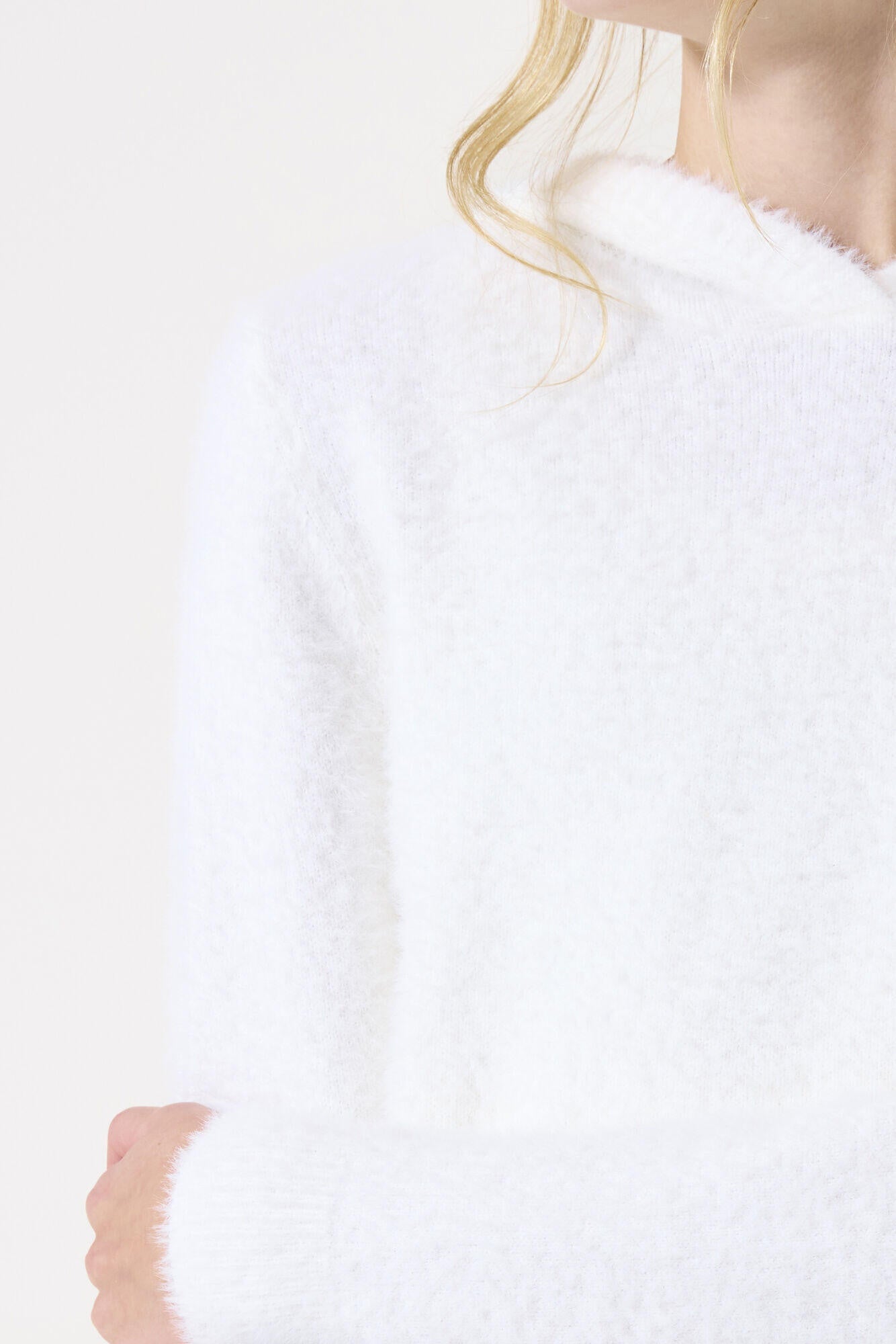 Strickpullover mit Kapuze - 53-off white - Weiß