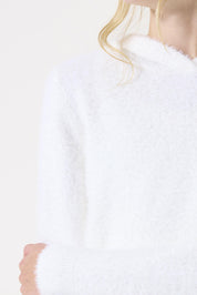 Strickpullover mit Kapuze - 53-off white - Weiß