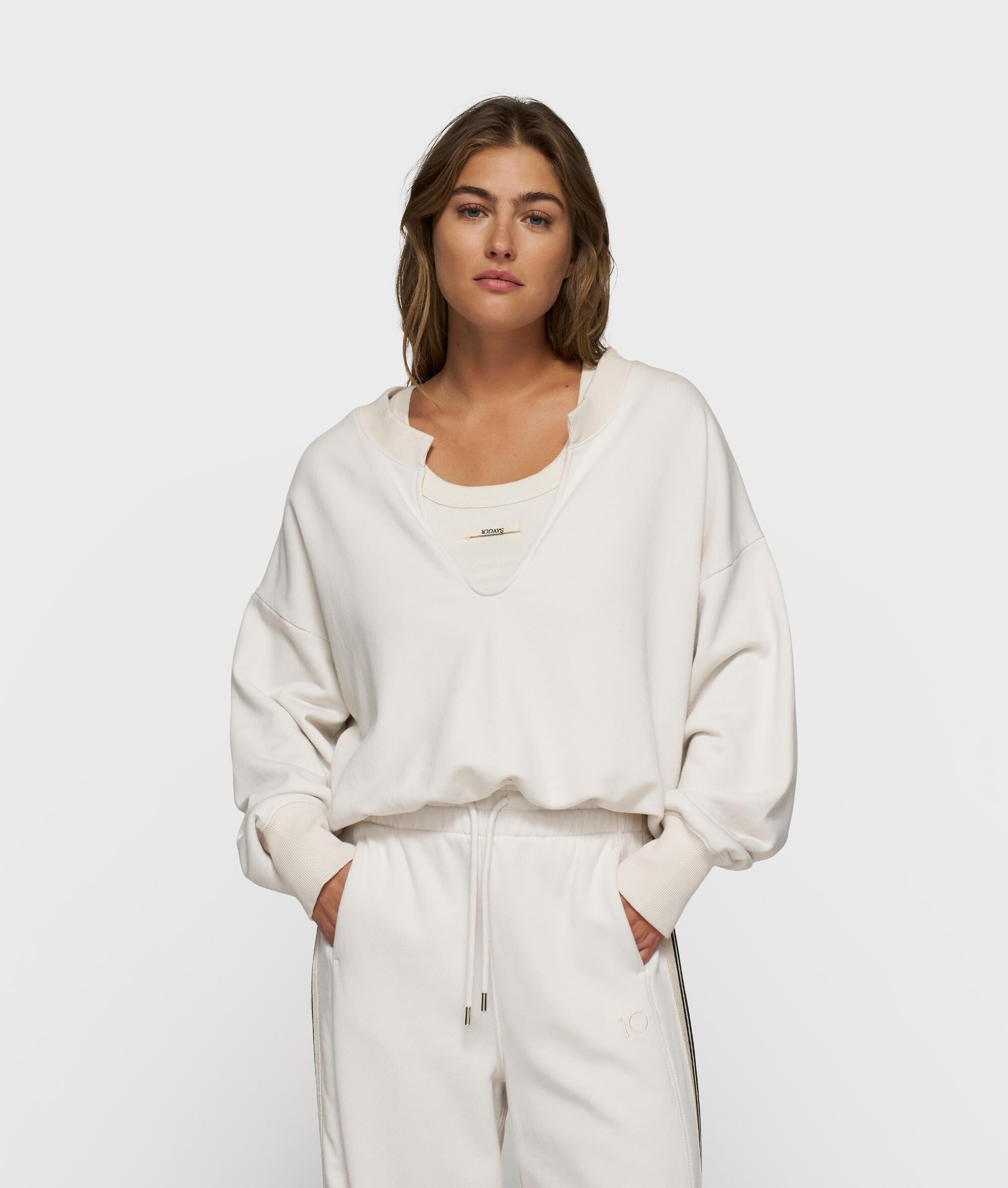 Sweatshirt aus Baumwollmix - 1306-cleansing kit - Creme