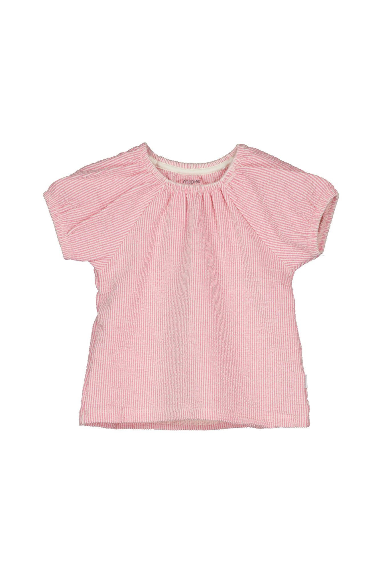Gestreiftes T-Shirt aus Baumwollmix - N176-Camelia Rose - Pink
