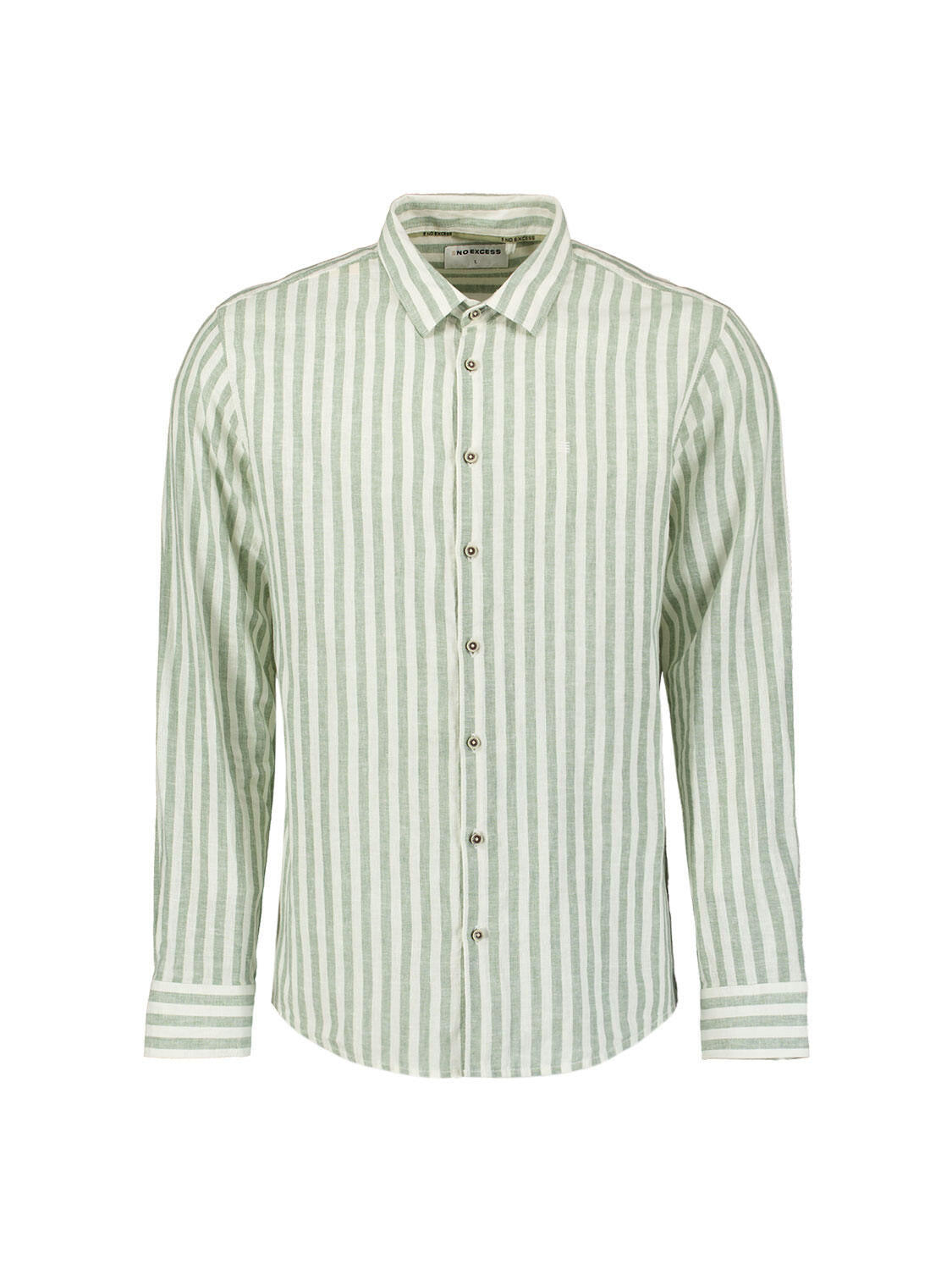 Leinenhemd gestreift Regular Fit - 050-Green - Grün
