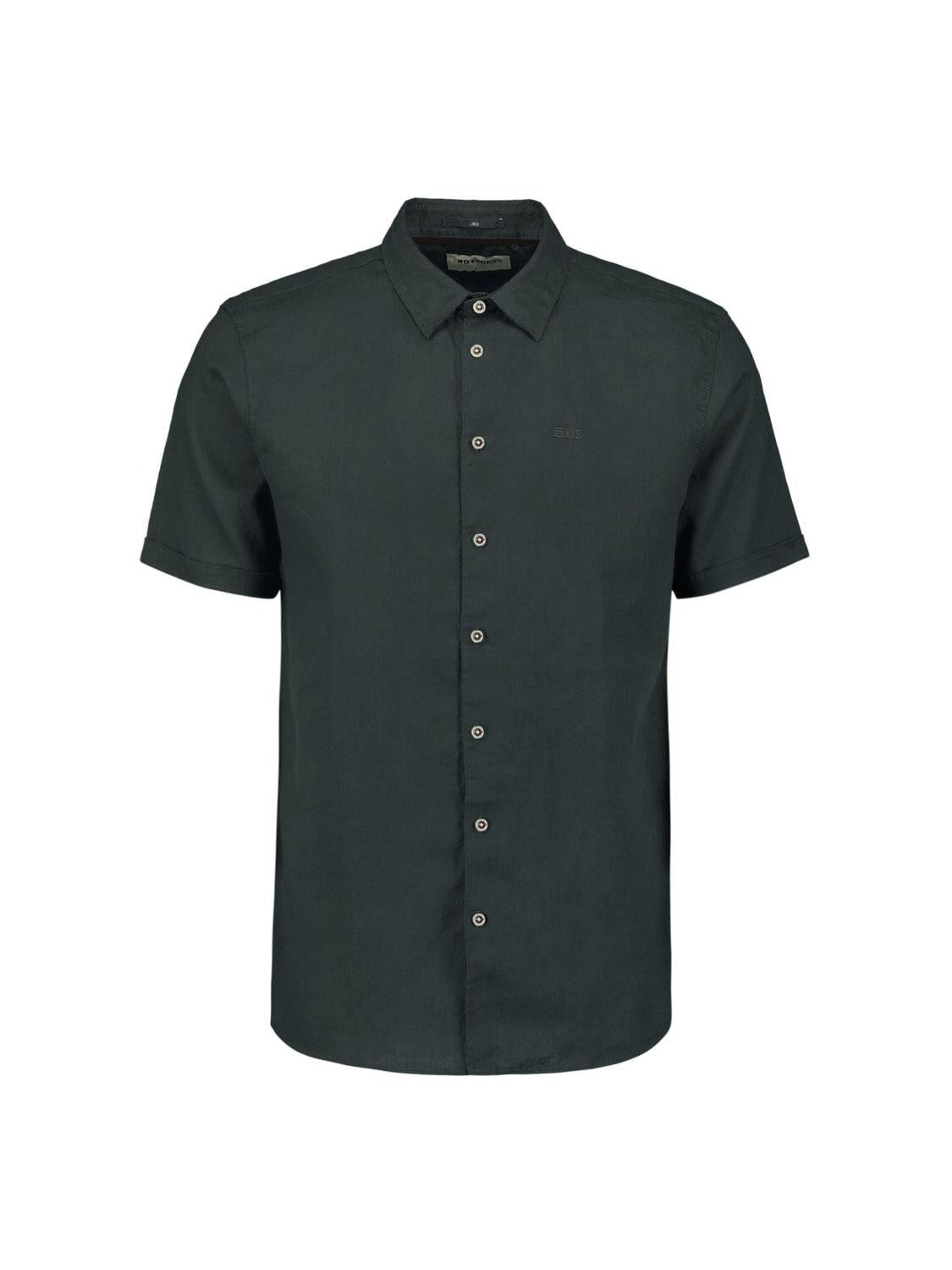 Kurzarmhemd Regular Fit aus Leinenmix - 124-Dark Steel - Grau