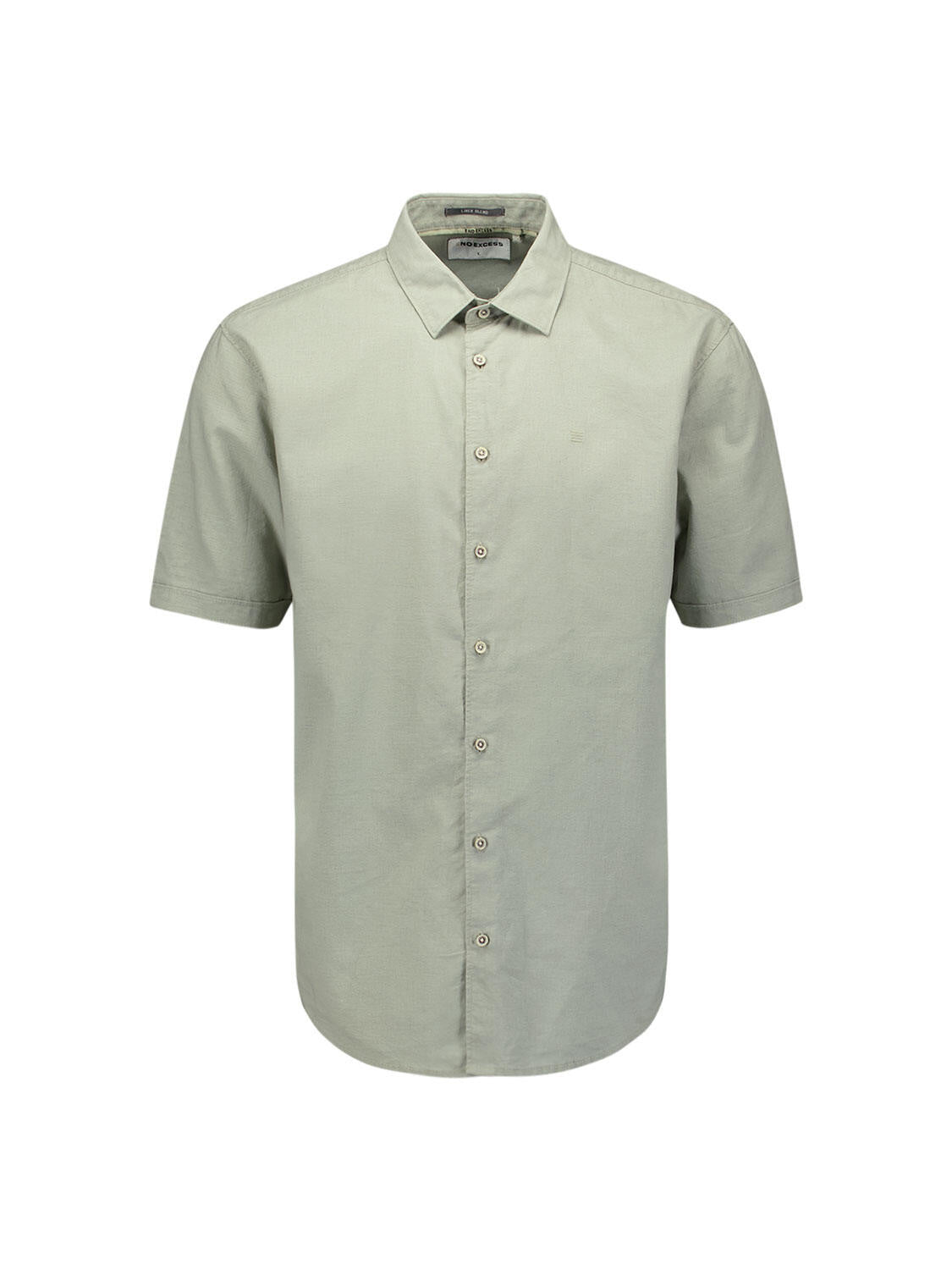 Kurzarmhemd Regular Fit aus Leinenmix - 177-Light Army - Grün
