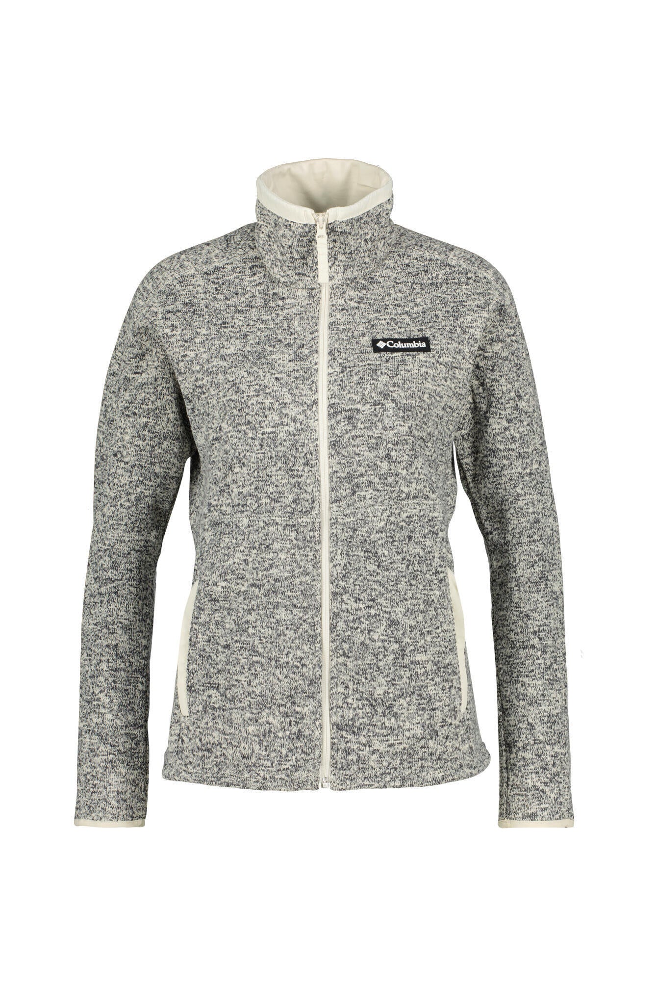 Rollkragen Sweaterjacke - 191-Chalk Heather - Grau | Weiß