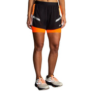 2-in-1 Trainingsshorts Run Visible 4 - 080-080 Black/Ecru/Fluoro Flas - Mehrfarbig