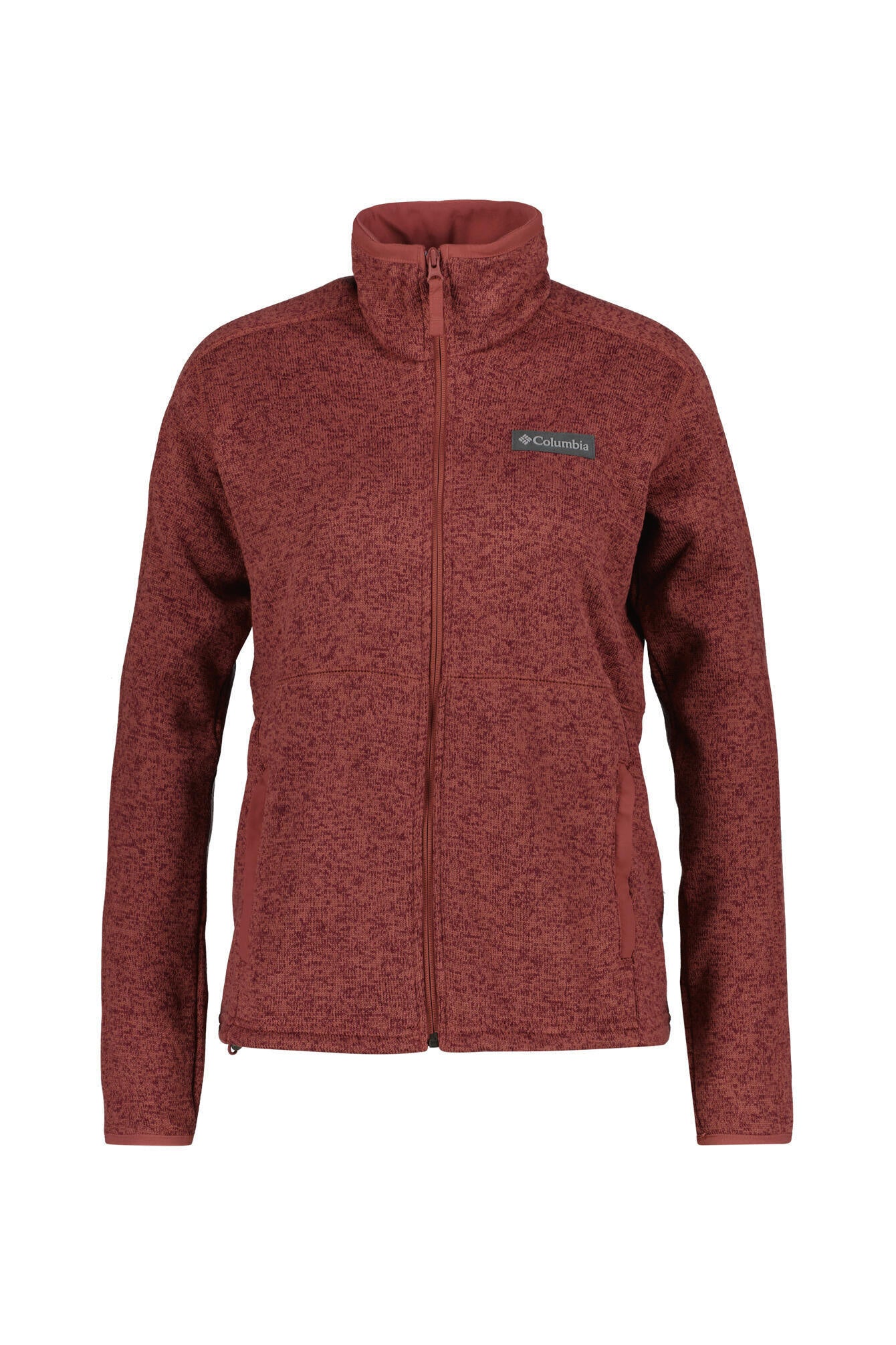 Rollkragen Sweaterjacke - 679-Beetroot Heather - Rot