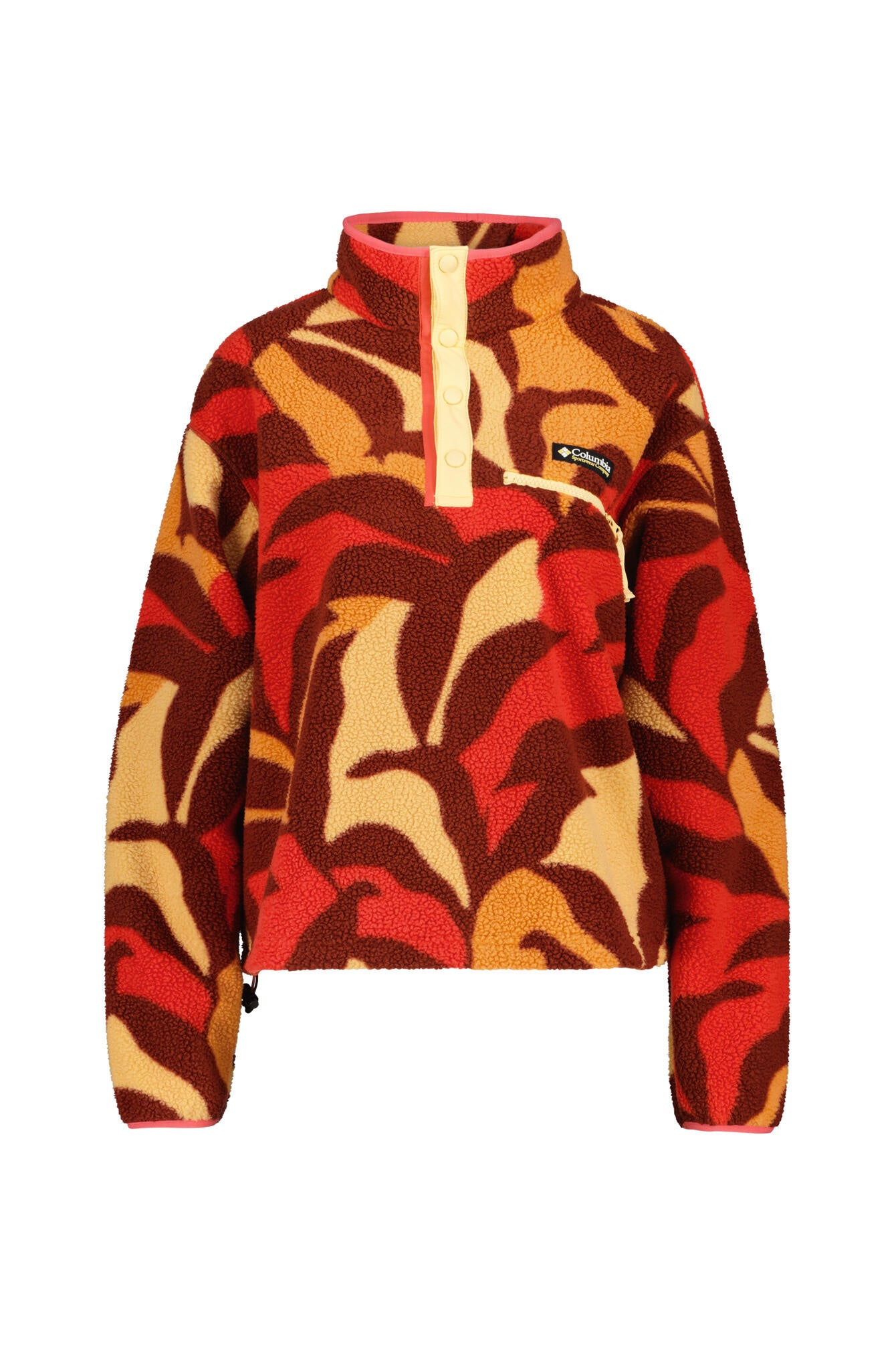 Fleecejacke Helvetia - 681-Spice Floristic Print, Sun - Orange