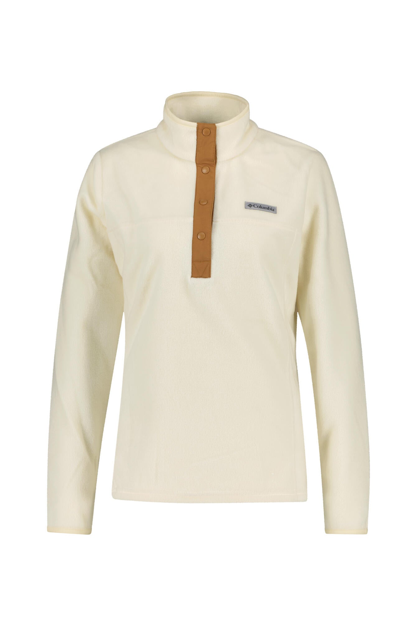 Fleece-Pullover - 191-Chalk, Camel Brown - Weiß