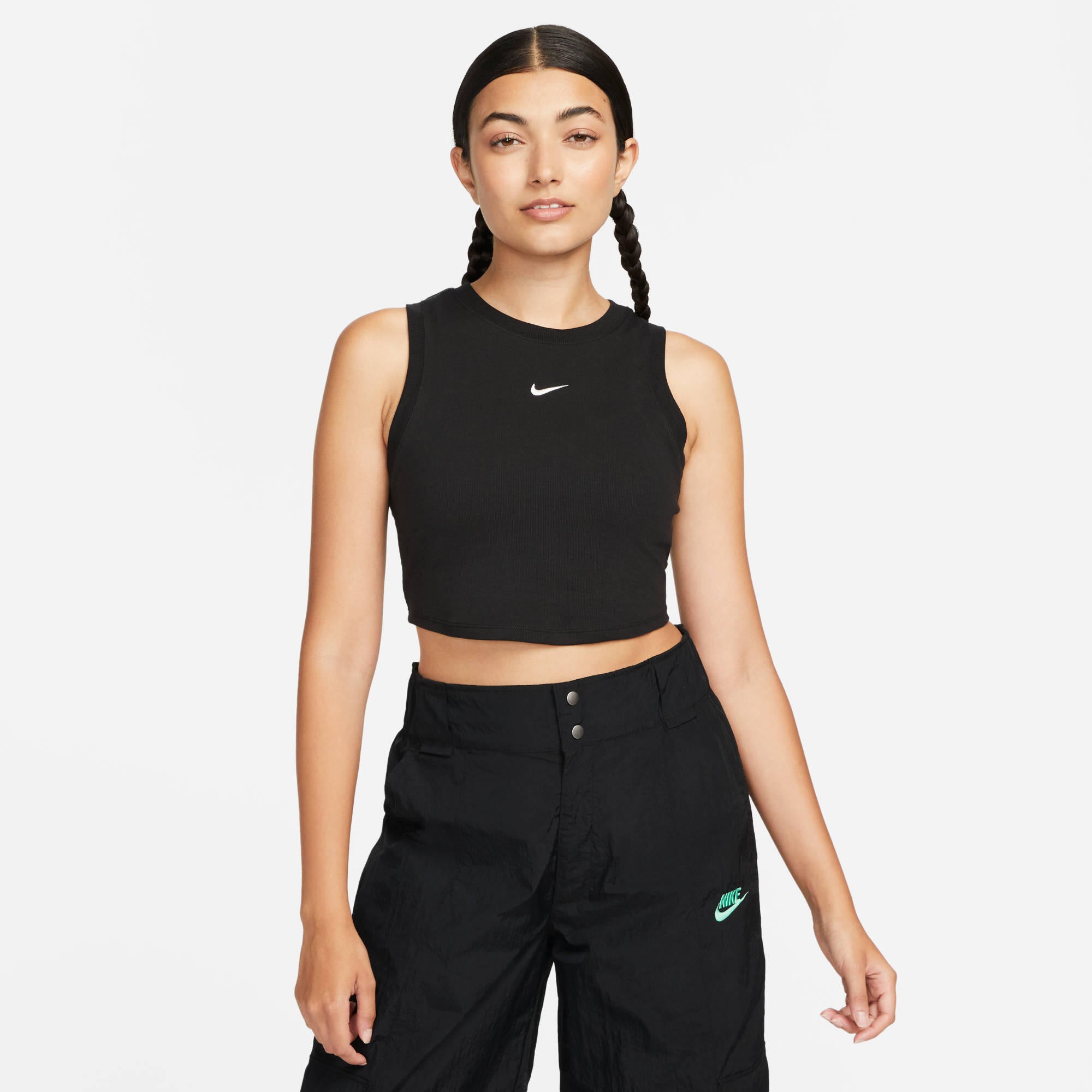 Funktions-Top Cropped Fit - 010-BLACK/SAIL - Schwarz