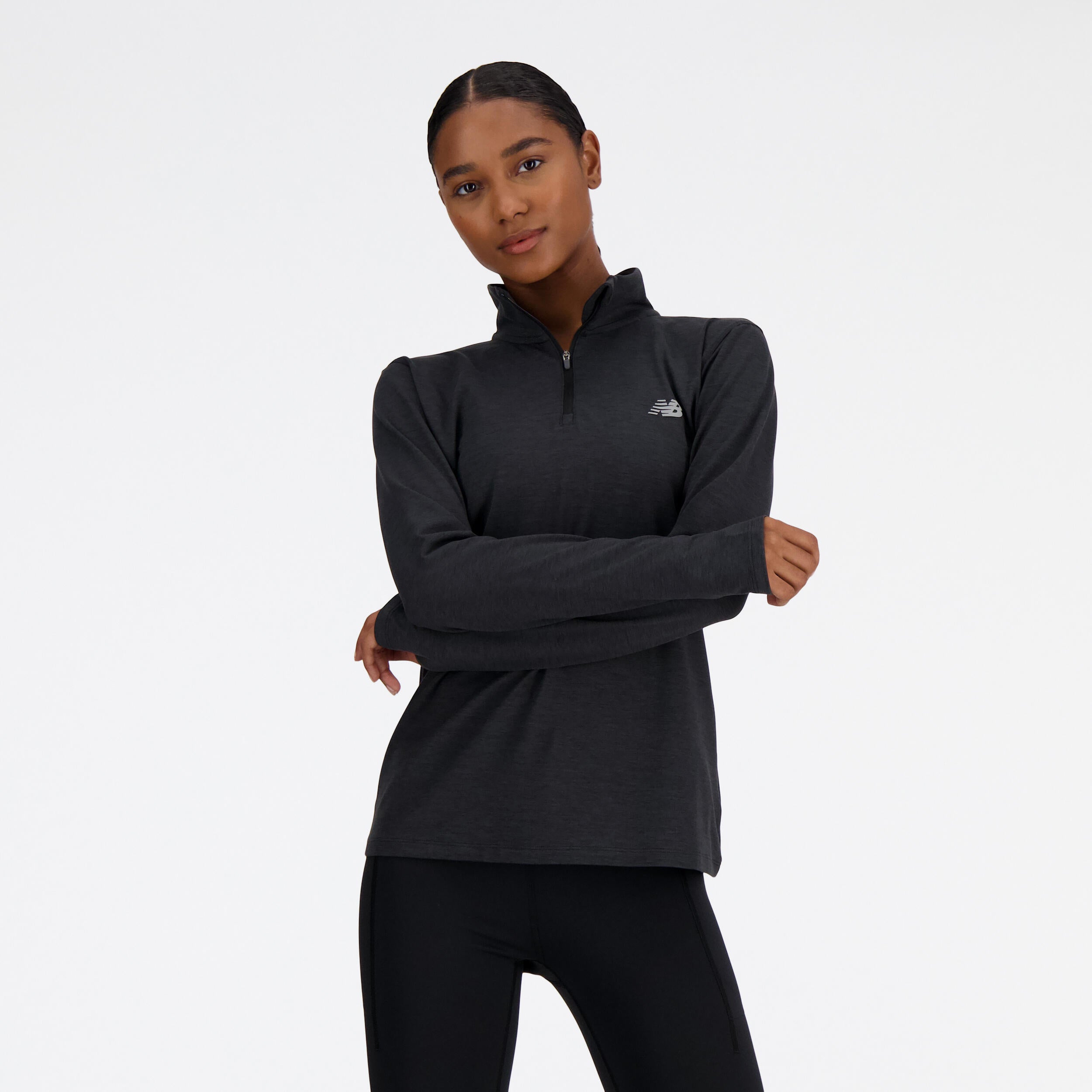 Funktionsshirt ESSENTIALS SPACE DYE QUARTER - BKH-BKH BLK HEAT - Schwarz
