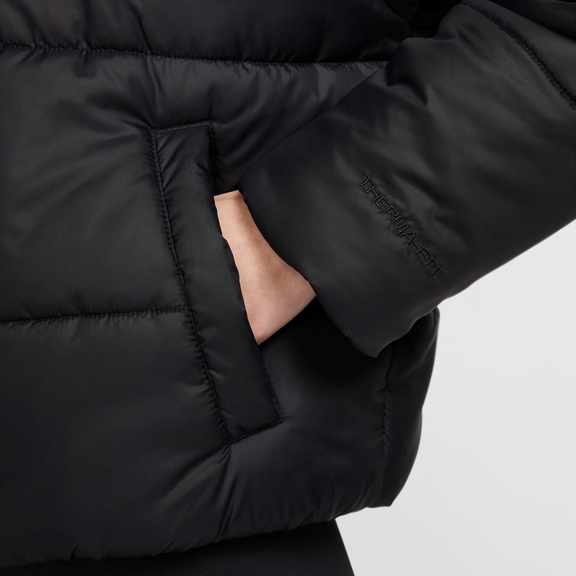 Steppjacke mit Kapuze - 010-BLACK/WHITE - Schwarz