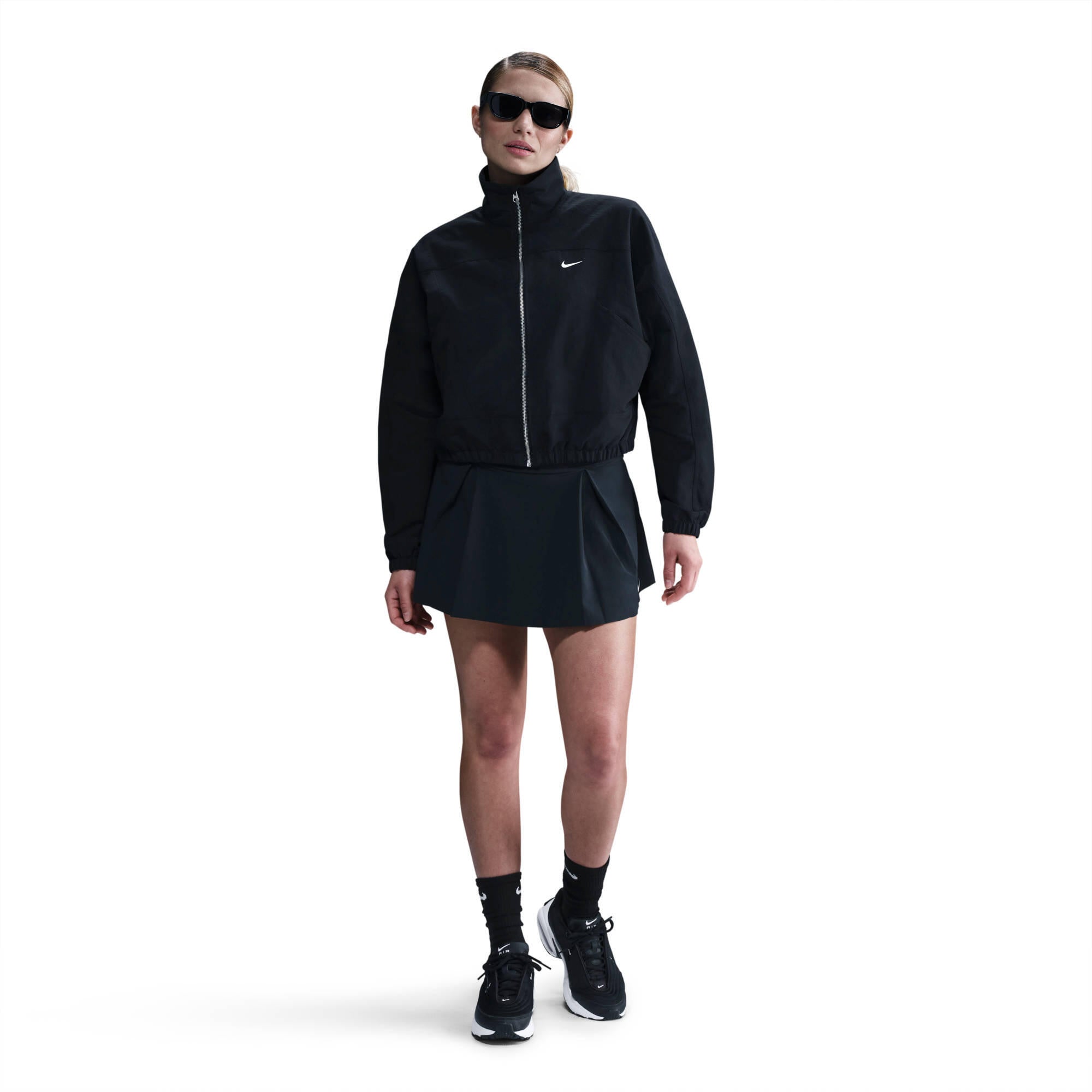 Trainingsjacke oversized mit Stehkragen - 010-BLACK/WHITE - Schwarz
