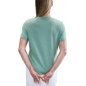 T-Shirt aus Baumwolle - 017-CANNON/WHITE - Türkis