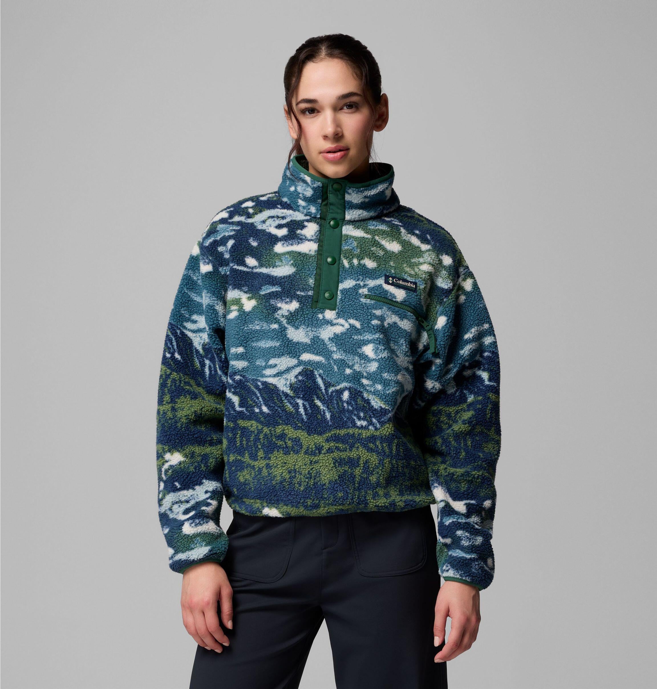 Fleecepullover HELVETIA II - 492-Everblue Sisters, Rain For - Blau