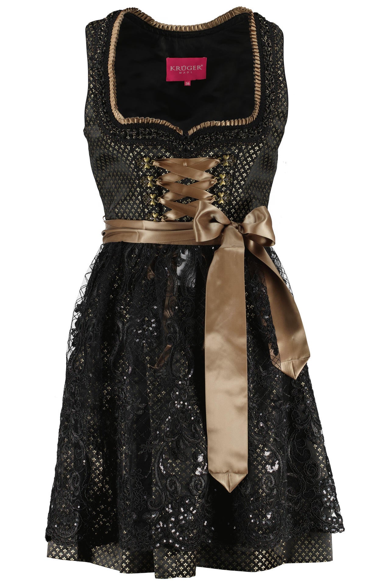 Dirndl - 0004 Schwarz - Gold | Schwarz