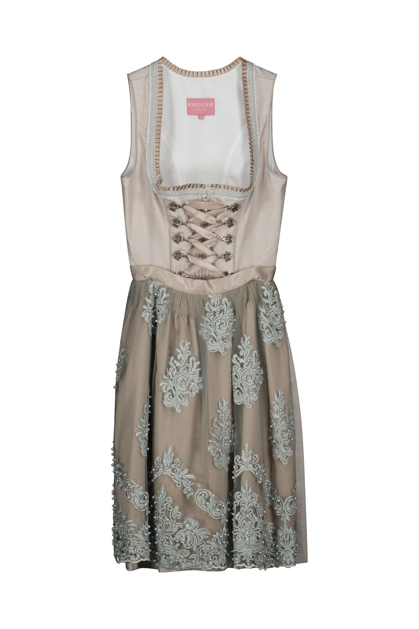 Dirndl Nathi 60 cm - 0043 Hellgrau - Beige | Grau