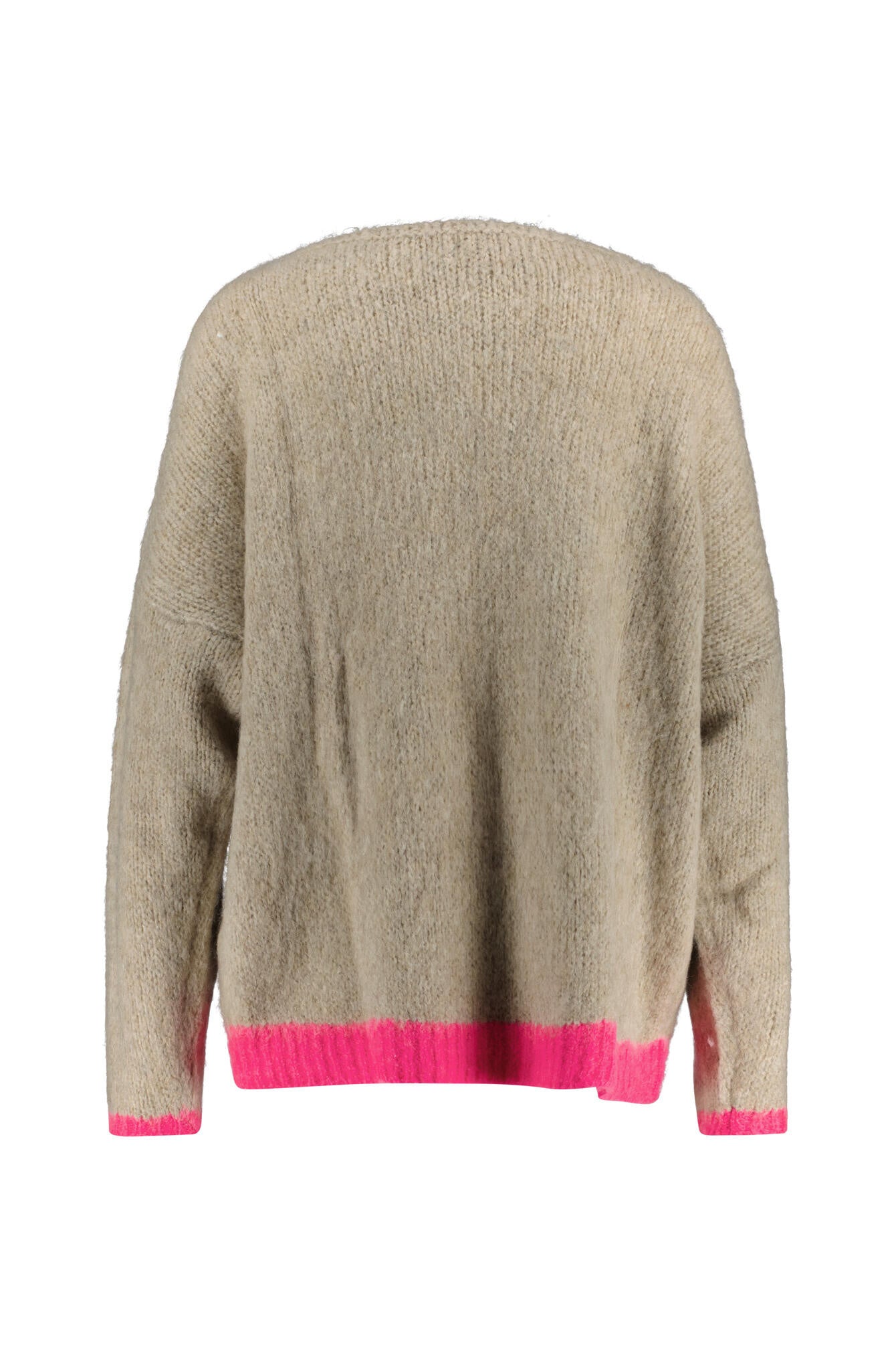 Grobstrick Pullover mit Herz - Sand/Pink - Beige | Pink