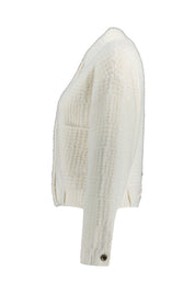 Strickjacke mit aufliegendem Kragen - Blanc - Creme