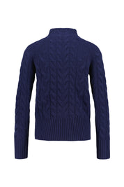 Strickpullover mit Zopfstrick-Optik - Navy - Blau